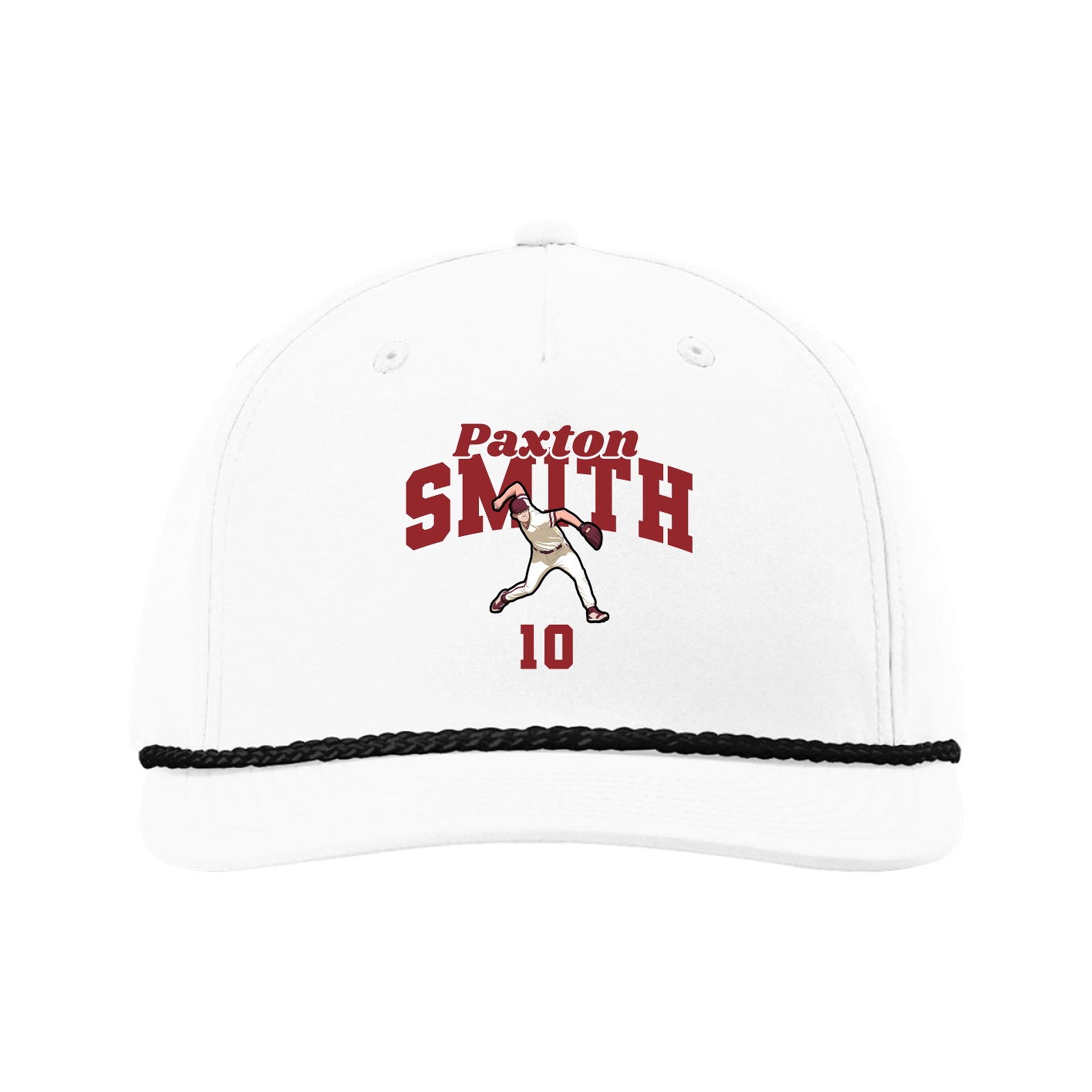 Five-Panel Classic Rope Cap — Signature Arch in White