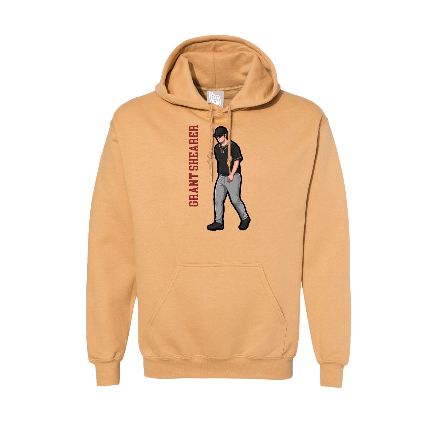 Hoodie — Name Vertical in Vegas Gold