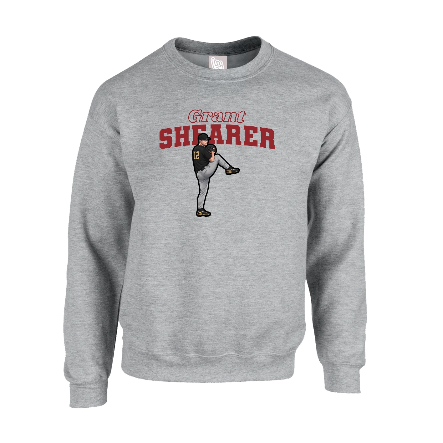 Fleece Crew — Name Arch in Grey