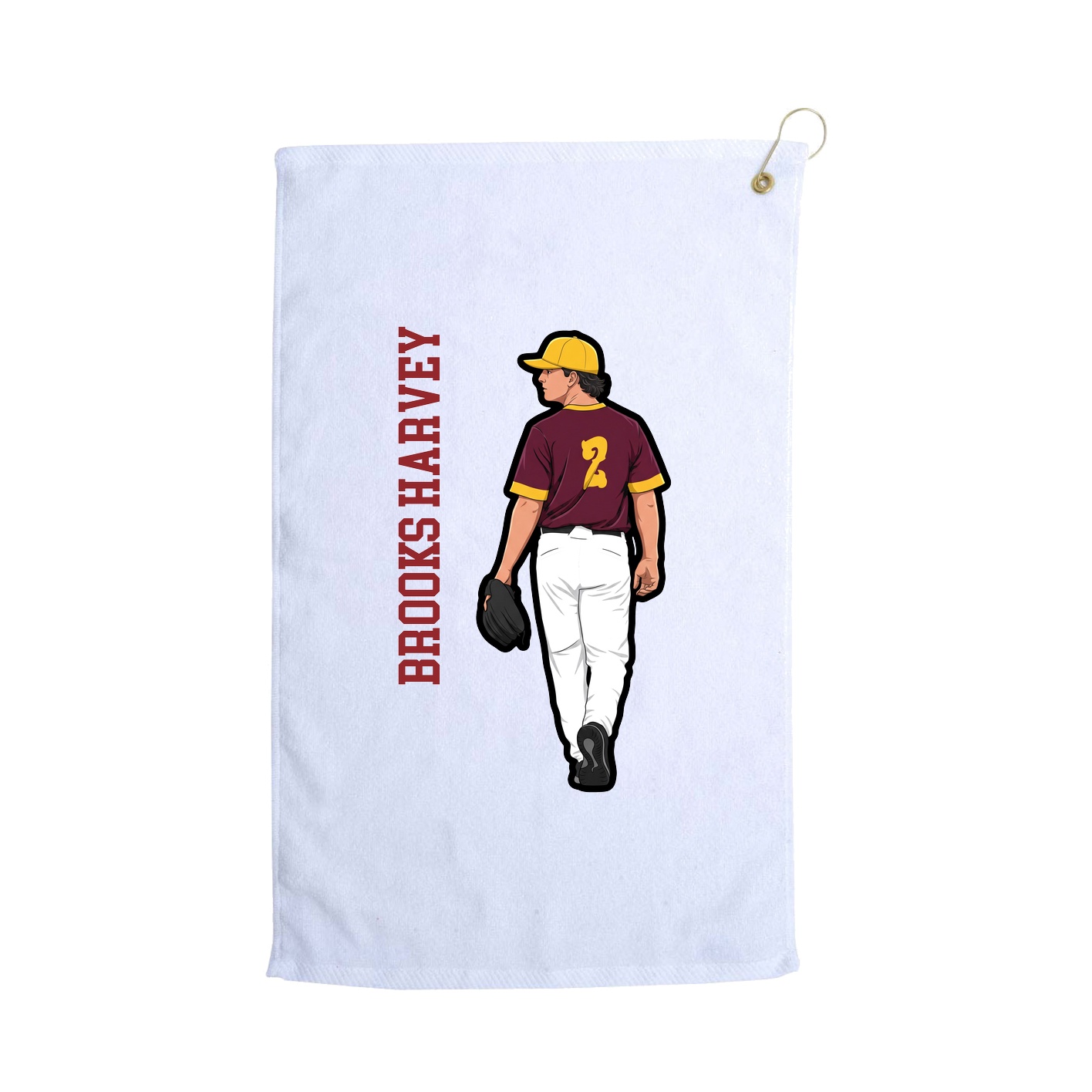 Golf Towel — Name Vertical in White