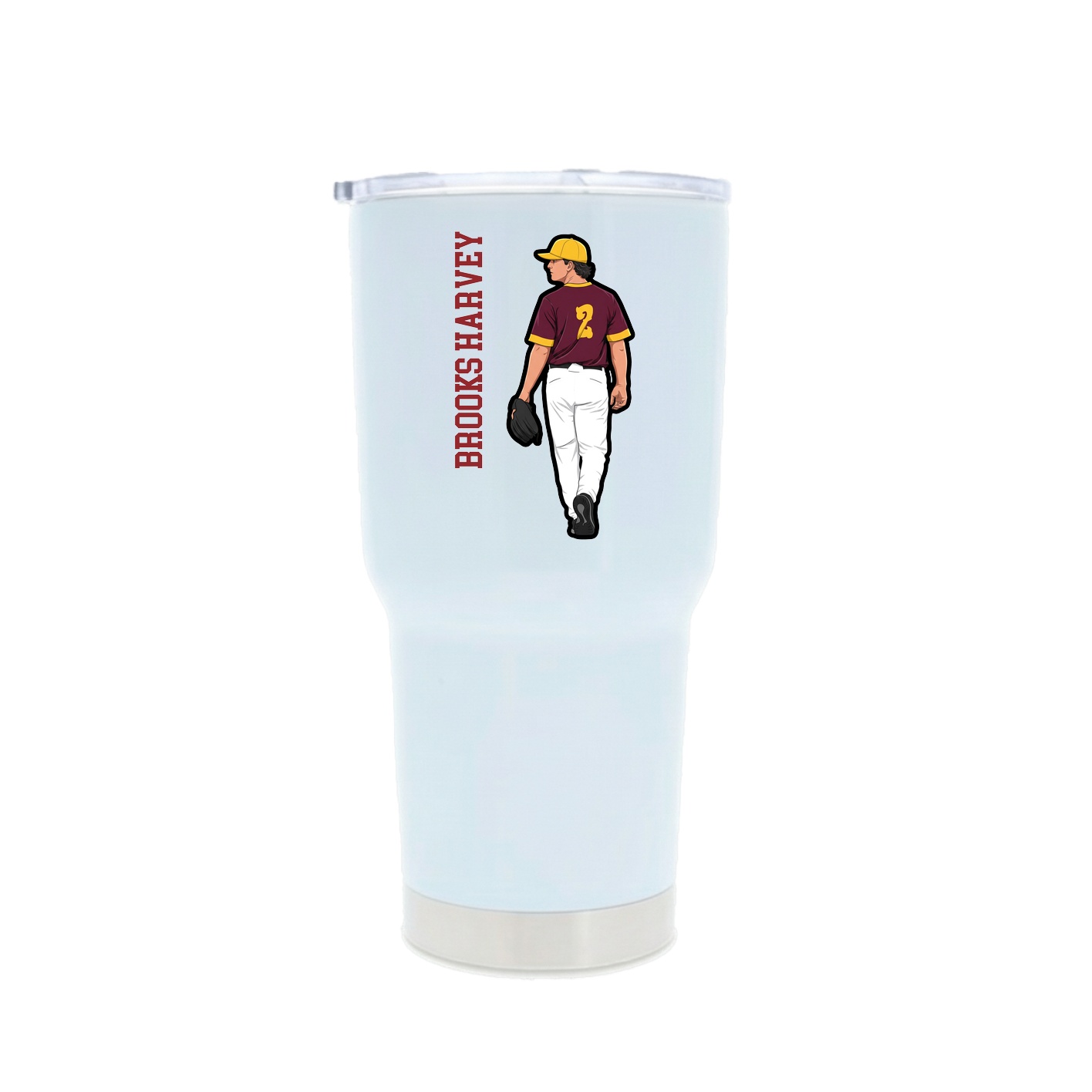 30oz Stainless Steel Tumbler — Name Vertical in White