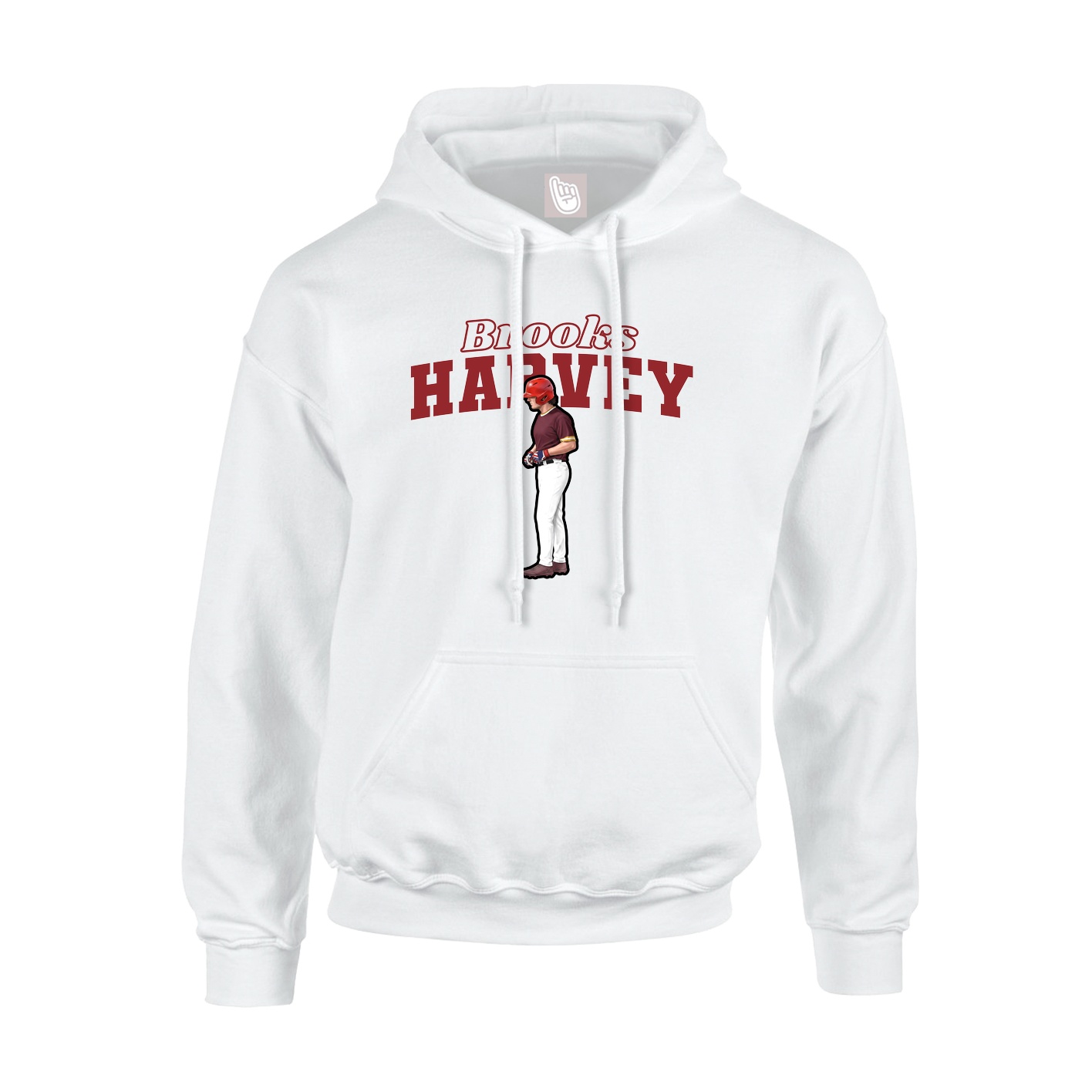 Youth Hoodie — Name Arch in White