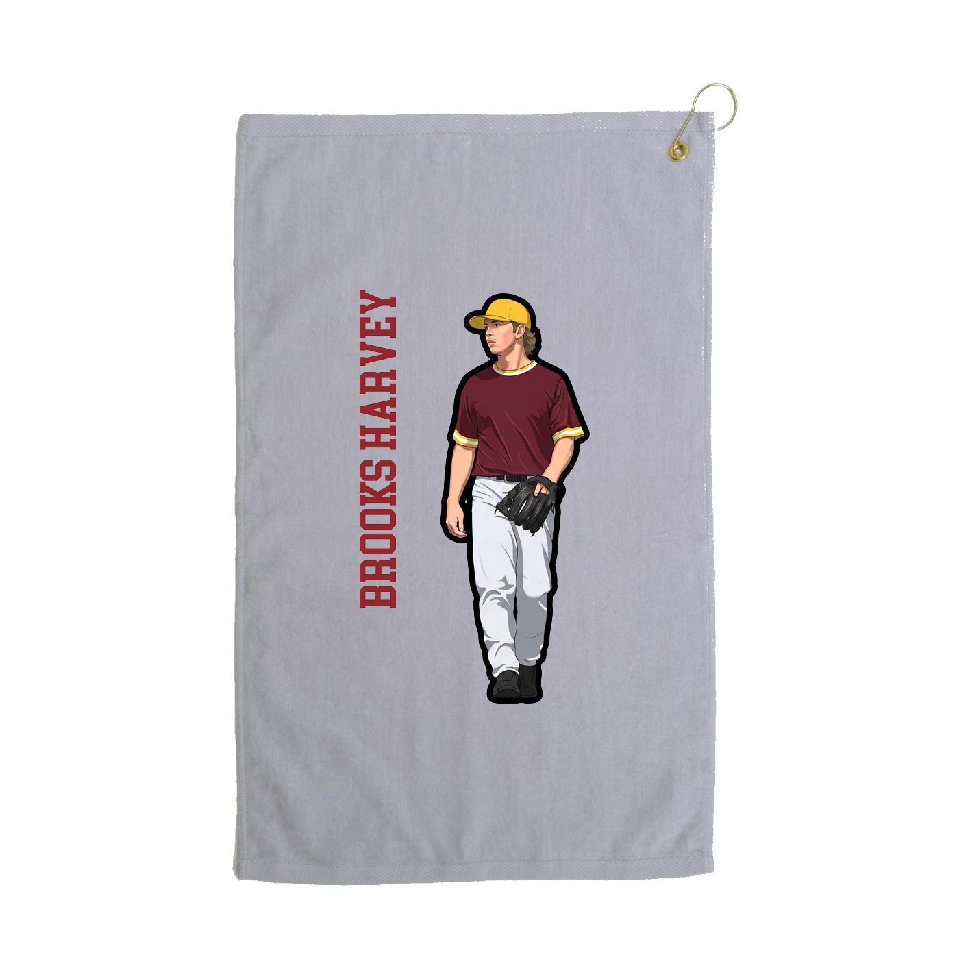 Golf Towel — Name Vertical in Grey
