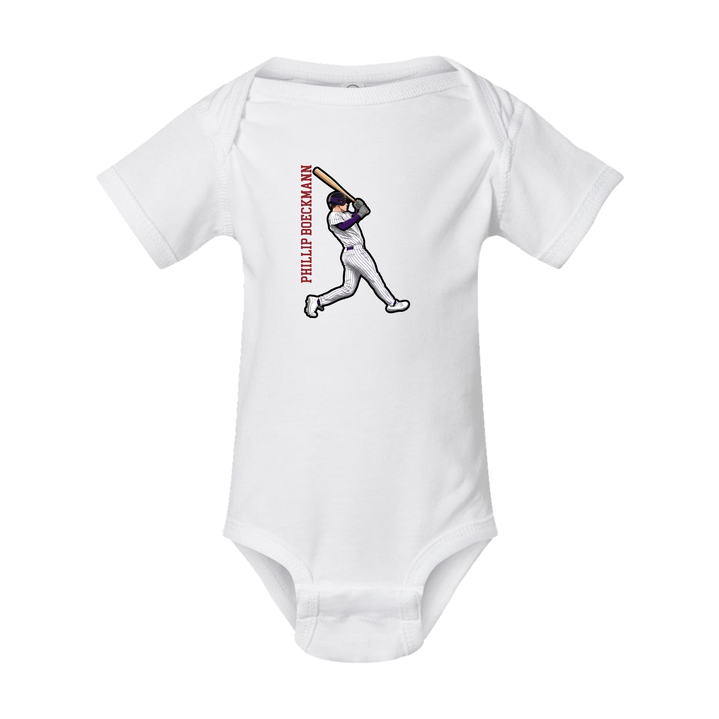 Baby Onesie — Name Vertical in White