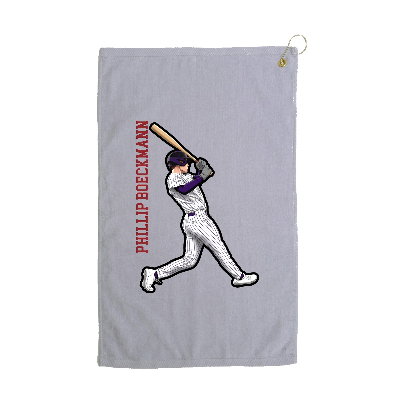 Golf Towel — Name Vertical in Grey