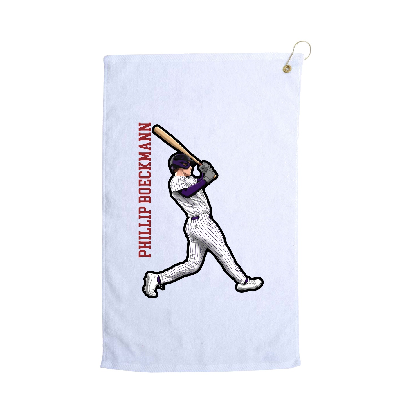 Golf Towel — Name Vertical in White