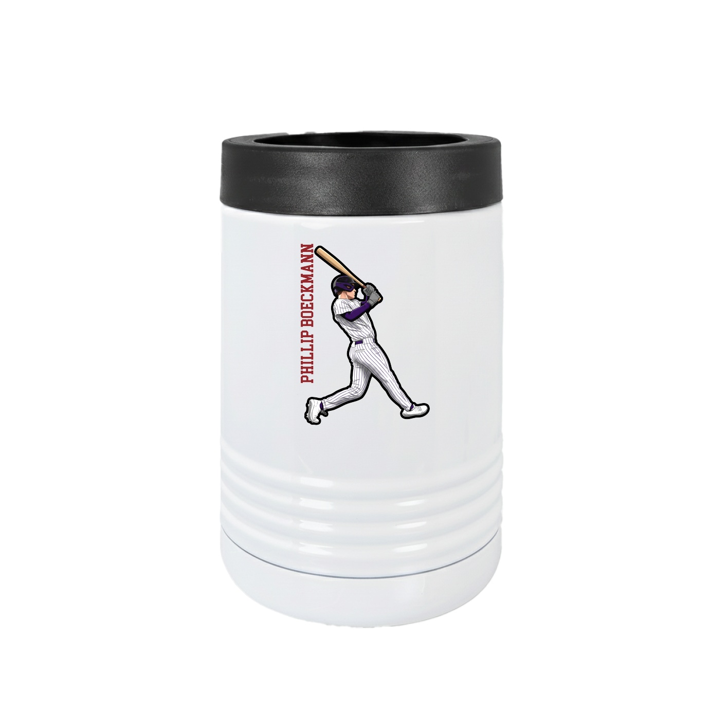Beverage Holder — Name Vertical in White