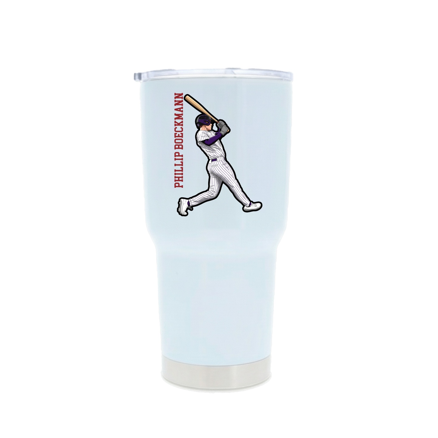 30oz Stainless Steel Tumbler — Name Vertical in White