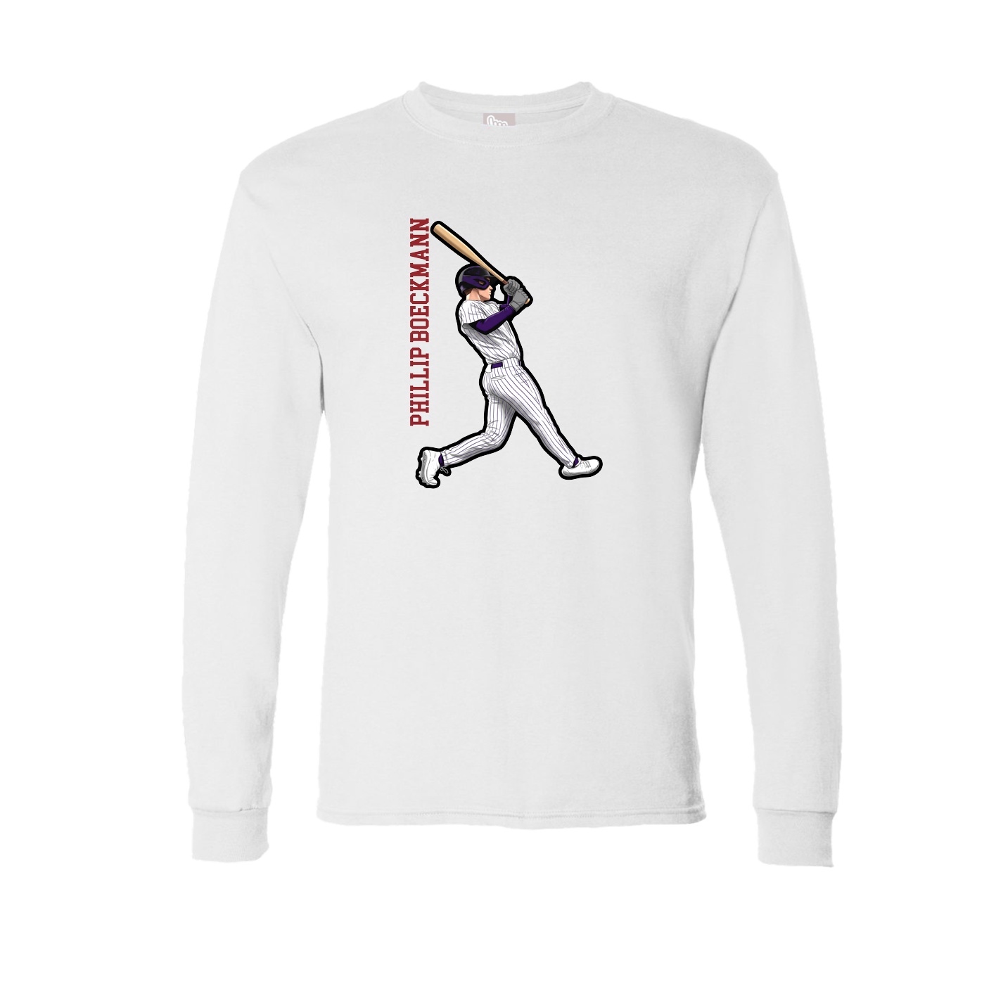 Long Sleeve Tee — Name Vertical in White