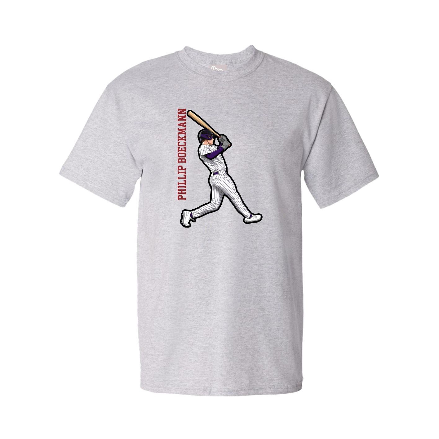 Youth Tee — Name Vertical in Grey