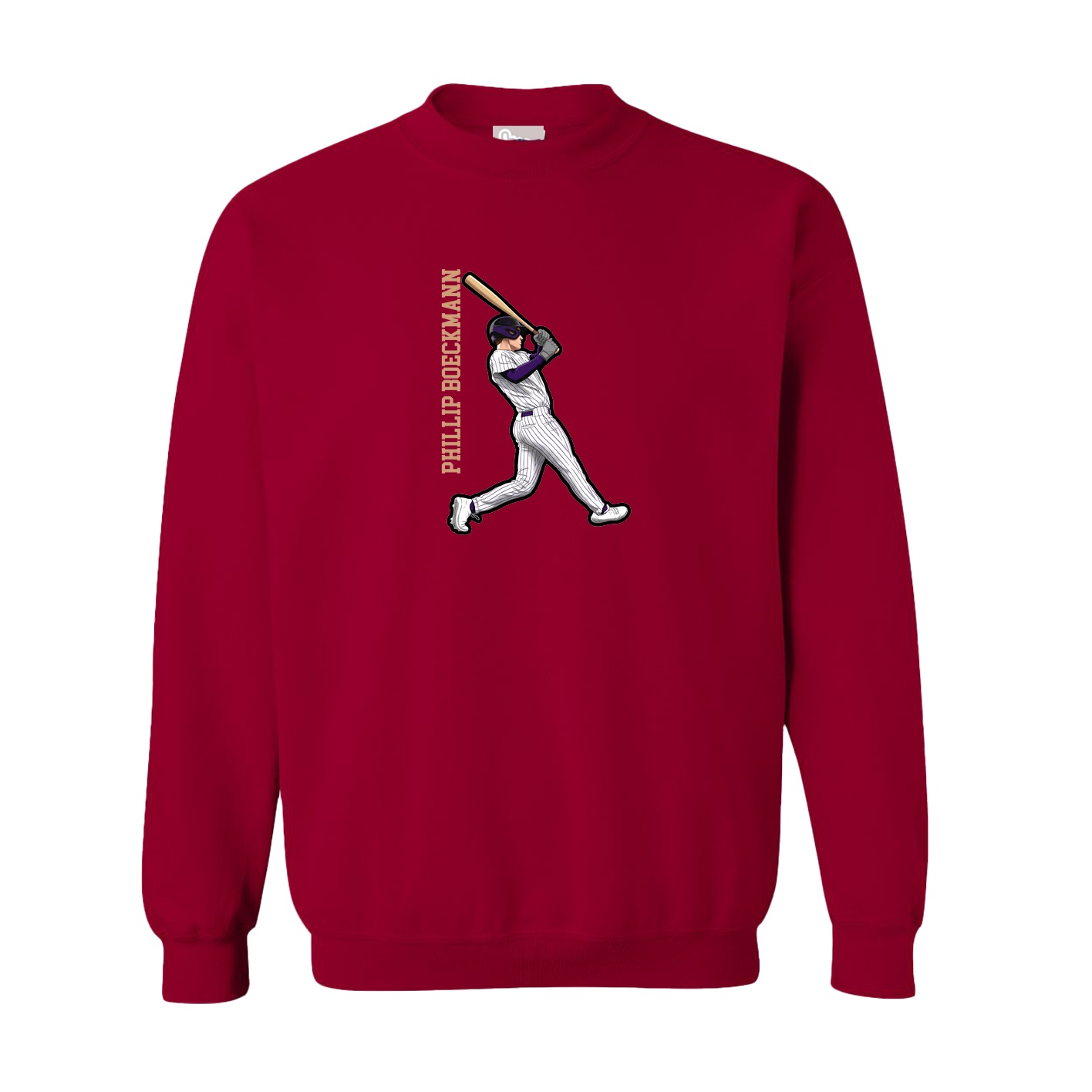 Fleece Crew — Name Vertical in Cardinal
