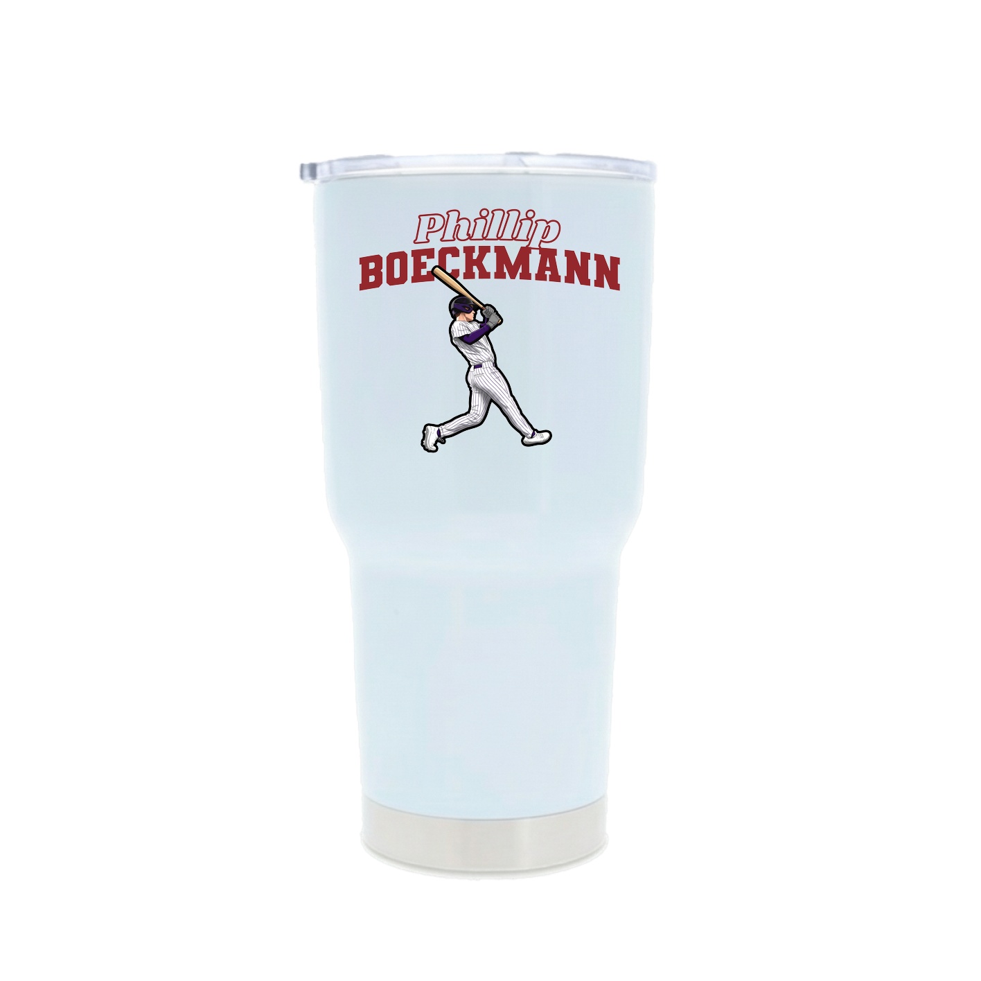 30oz Stainless Steel Tumbler — Name Arch in White