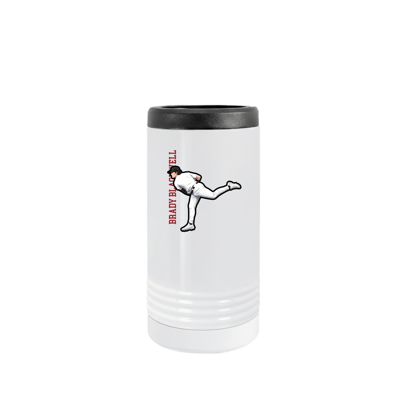 Slim Beverage Holder — Name Vertical in White