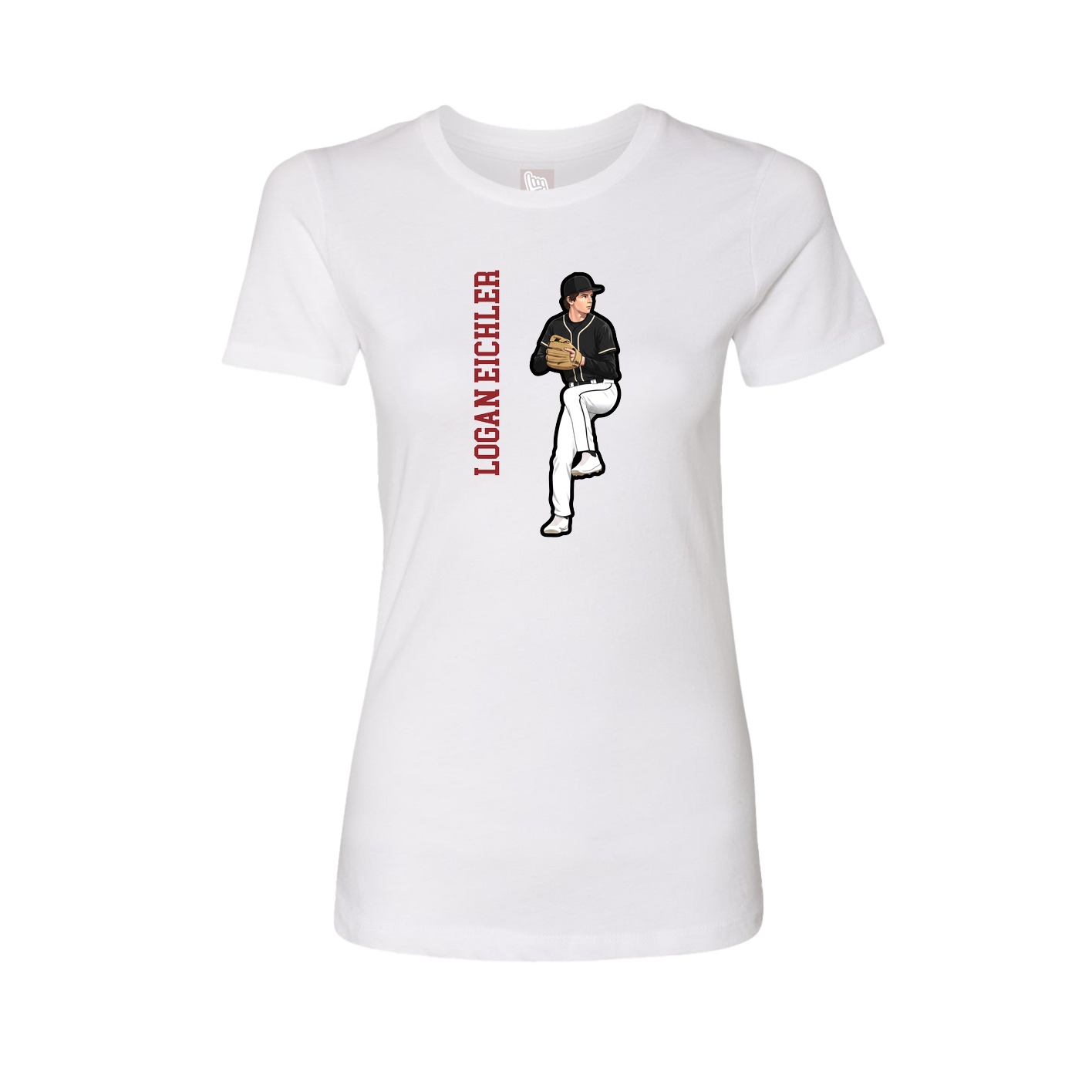 Fitted Women's Tee — Name Vertical in White