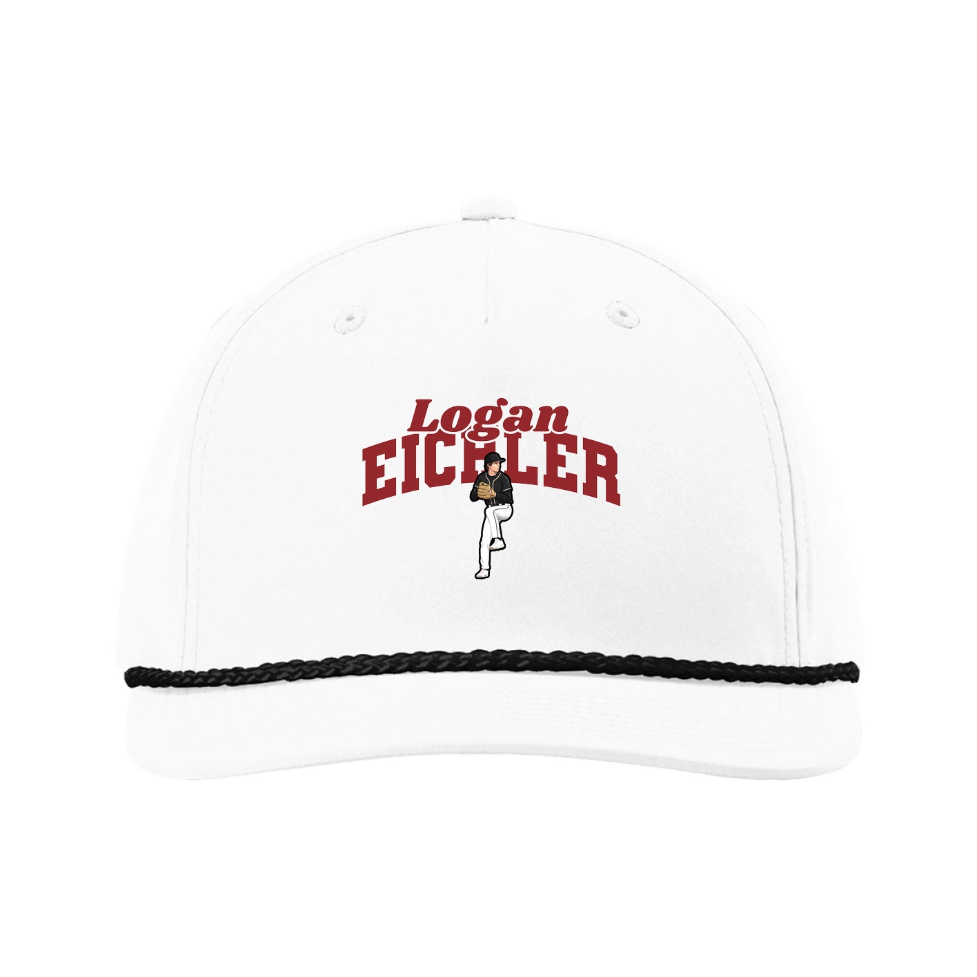 Five-Panel Classic Rope Cap — Signature Arch in White