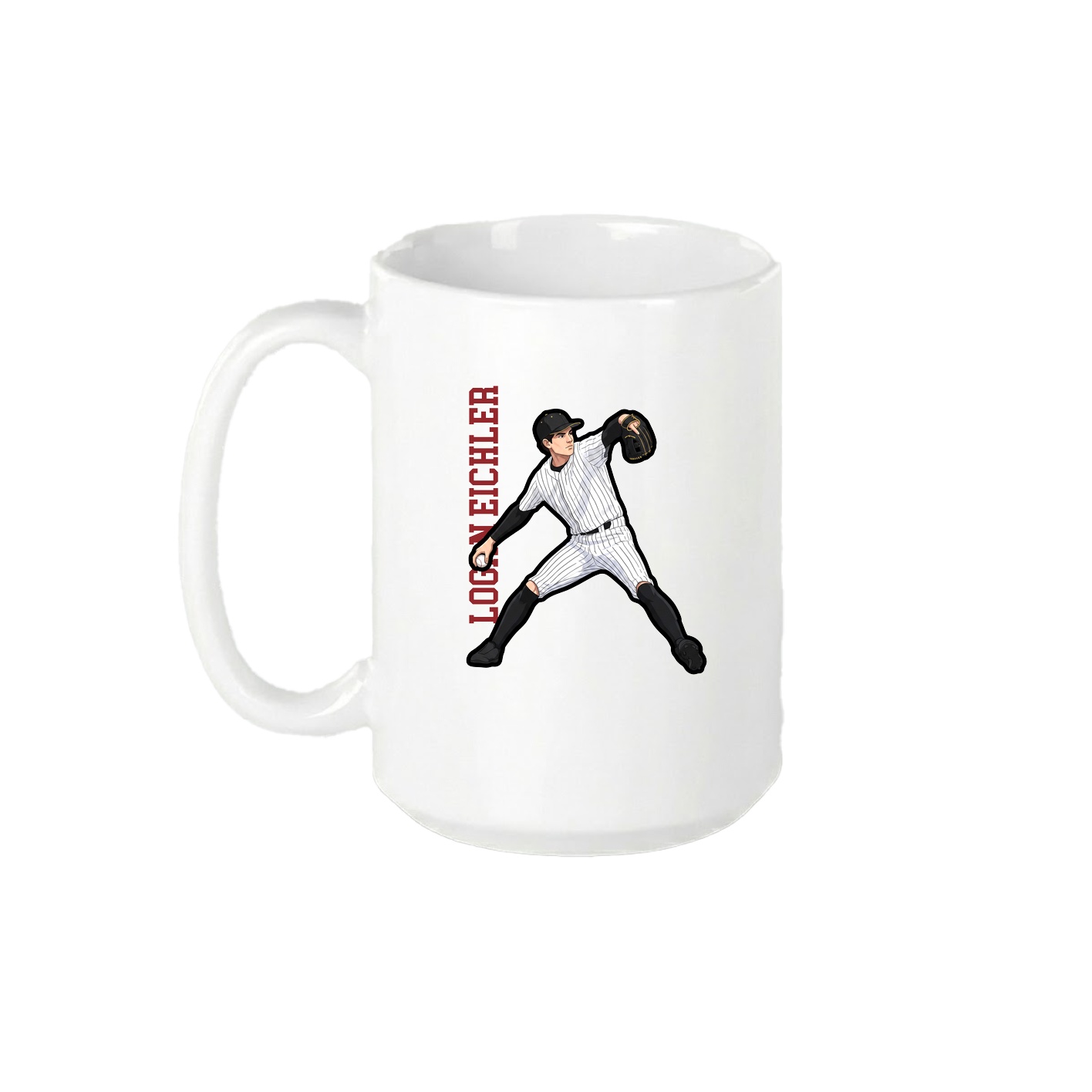 15oz Coffee Mug — Name Vertical in White
