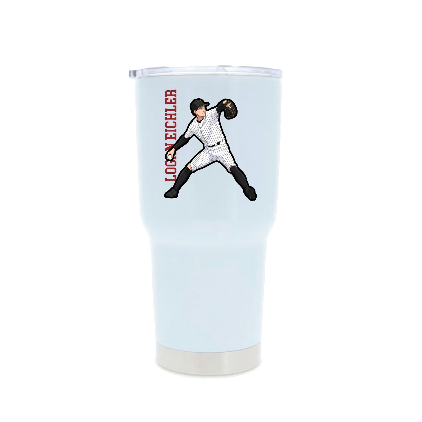 30oz Stainless Steel Tumbler — Name Vertical in White