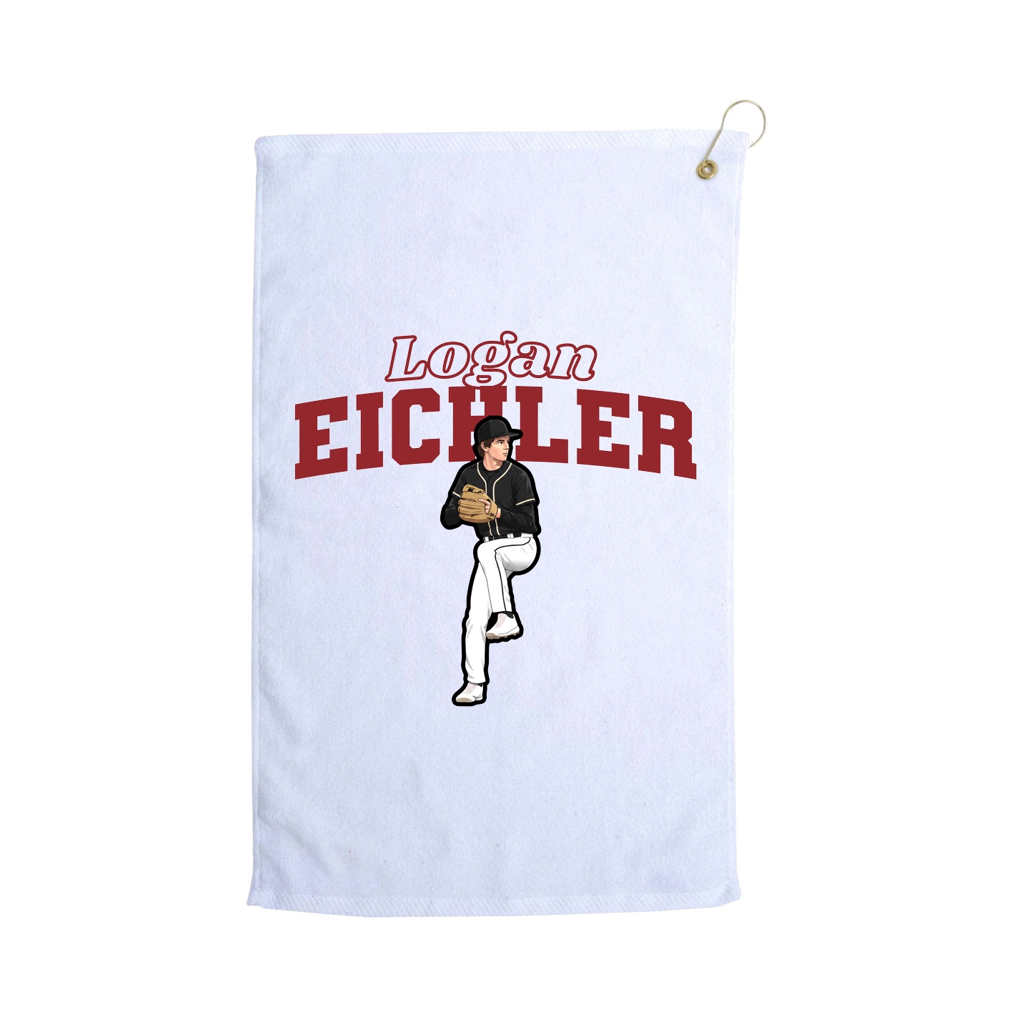 Golf Towel — Name Arch in White