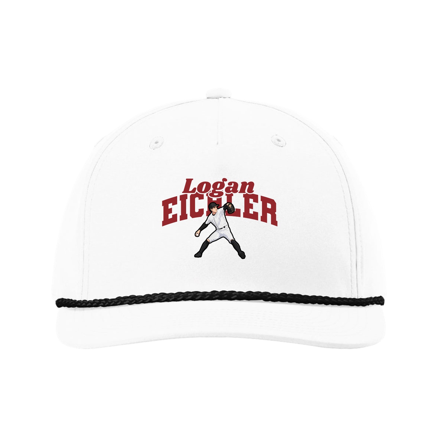 Five-Panel Classic Rope Cap — Signature Arch in White