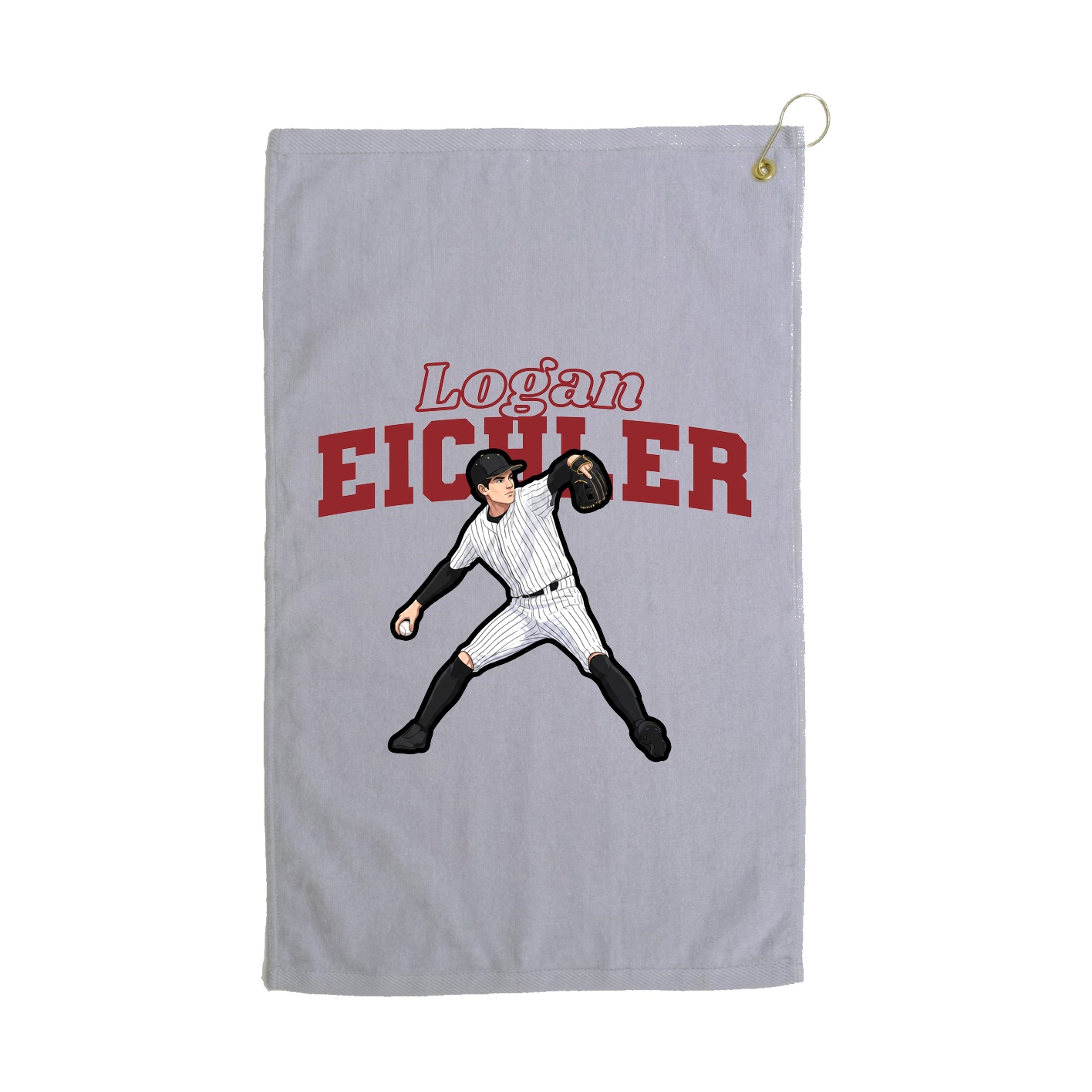 Golf Towel — Name Arch in Grey