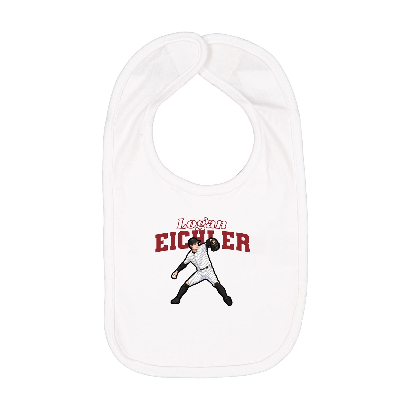 Infant Bib — Name Arch in White