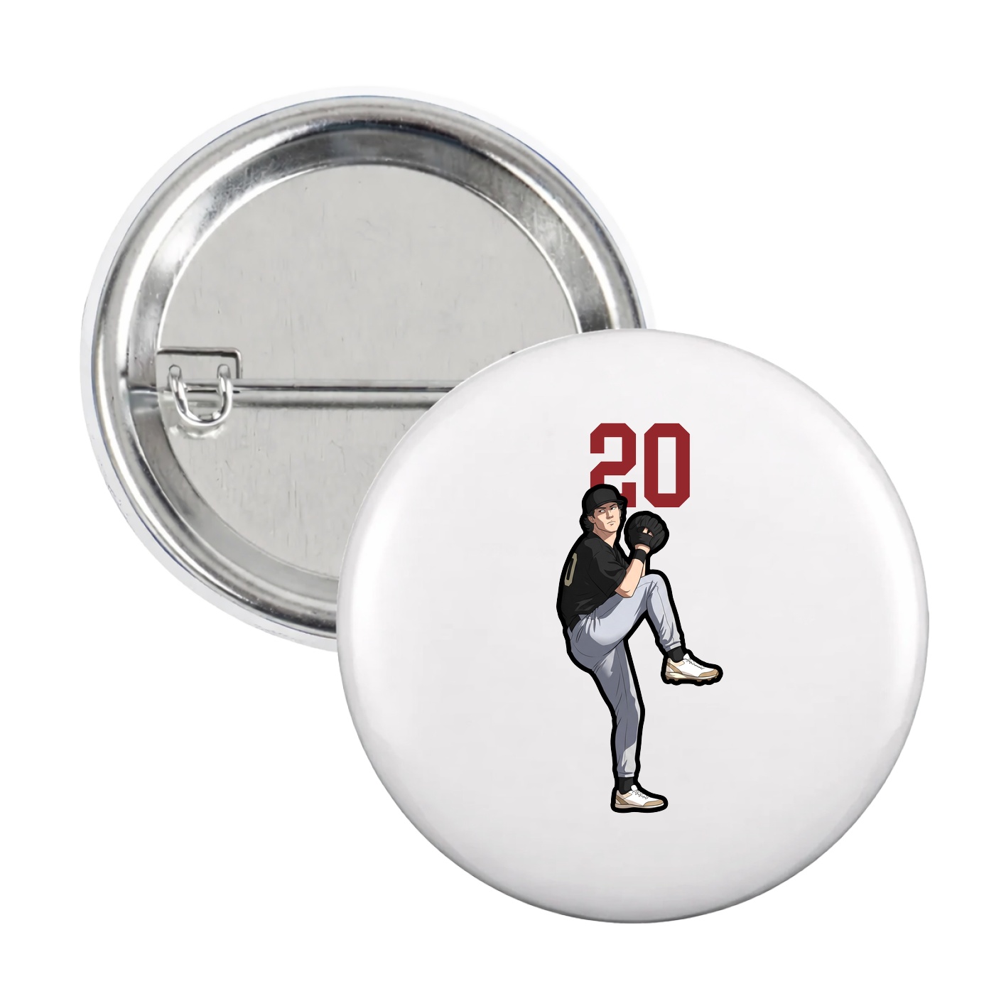 Game Day Button — Number Top in White