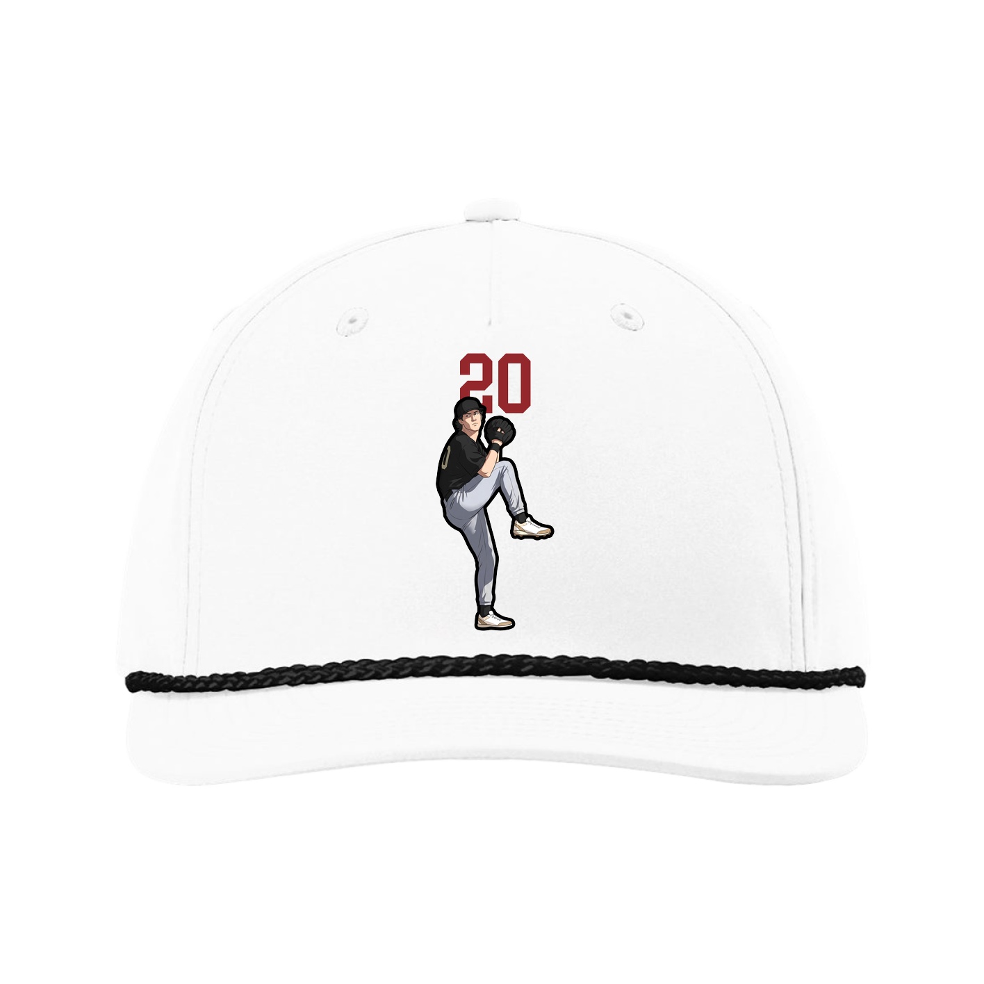 Five-Panel Classic Rope Cap — Number Top in White