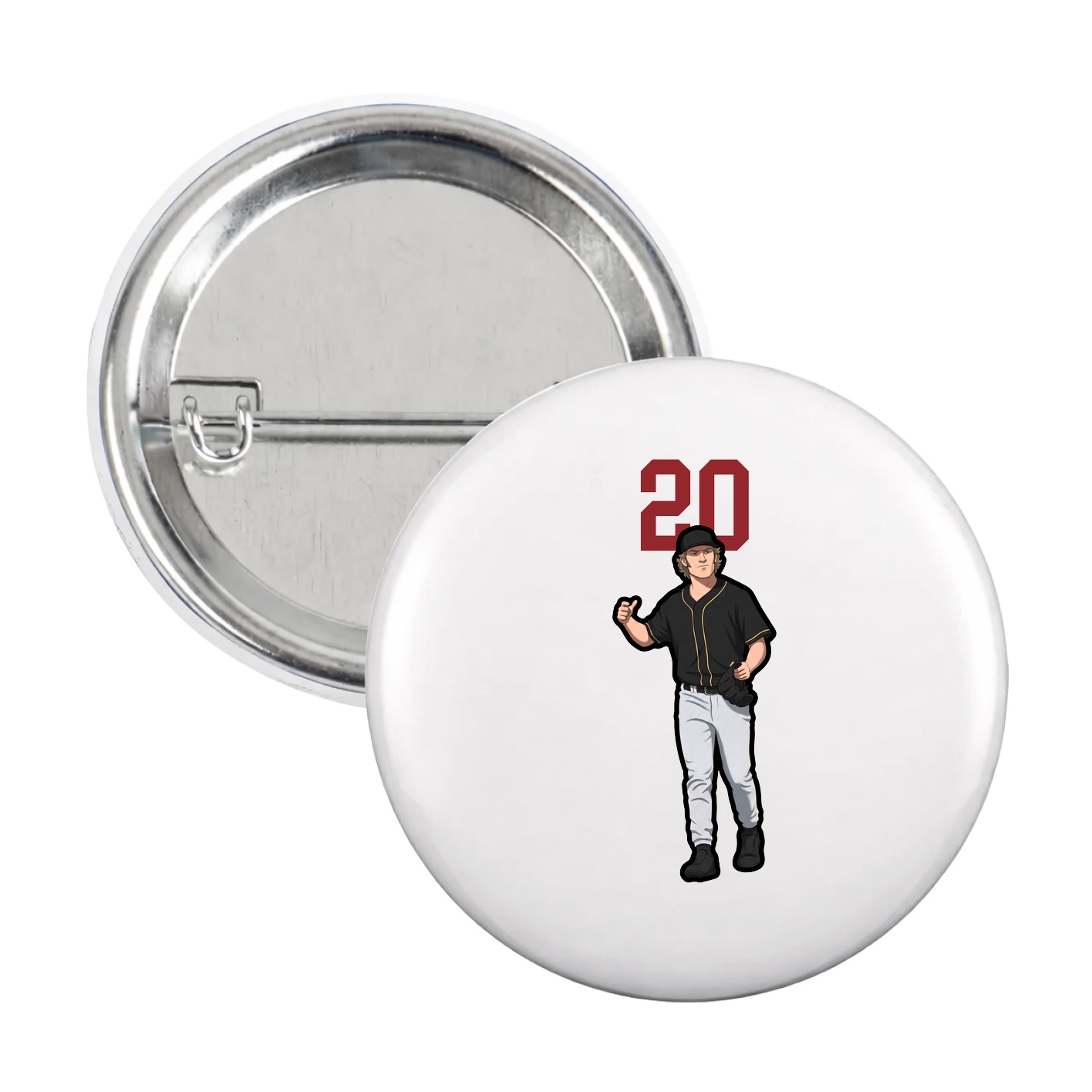 Game Day Button — Number Top in White