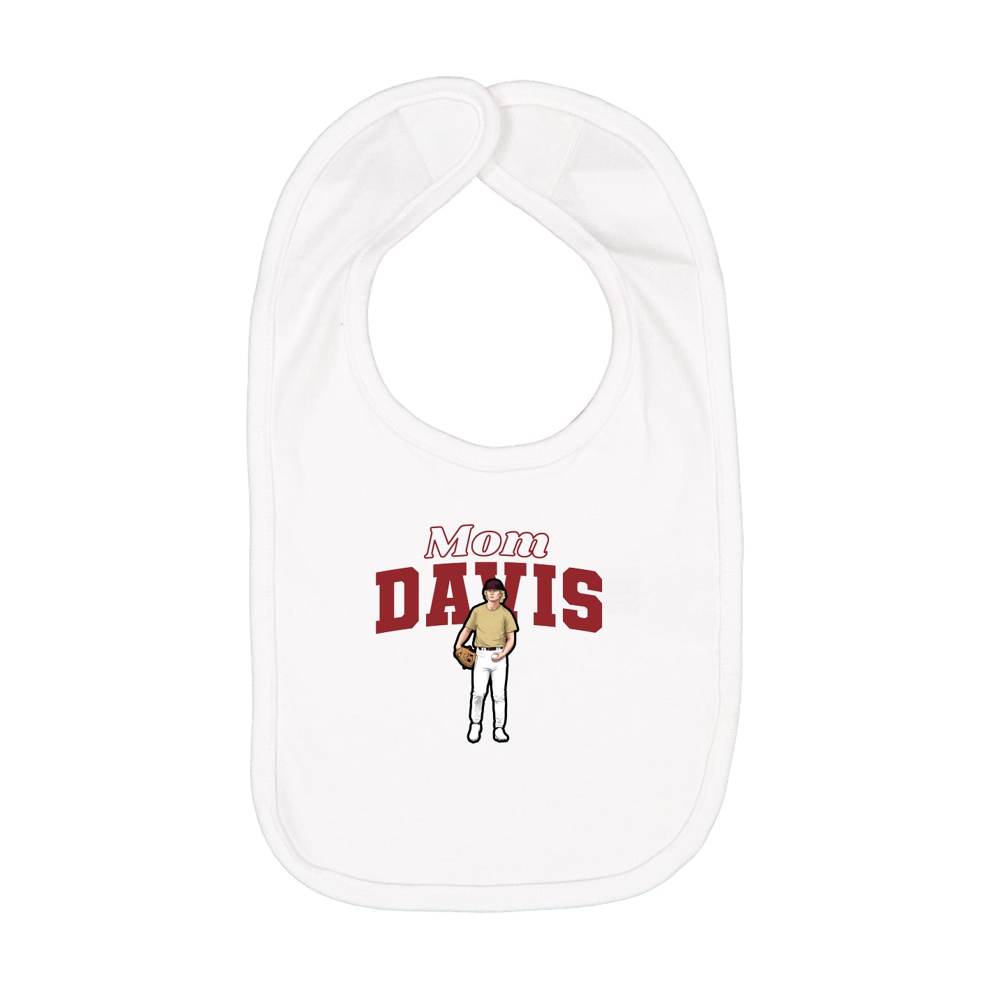 Infant Bib — Mothers Day Block in White