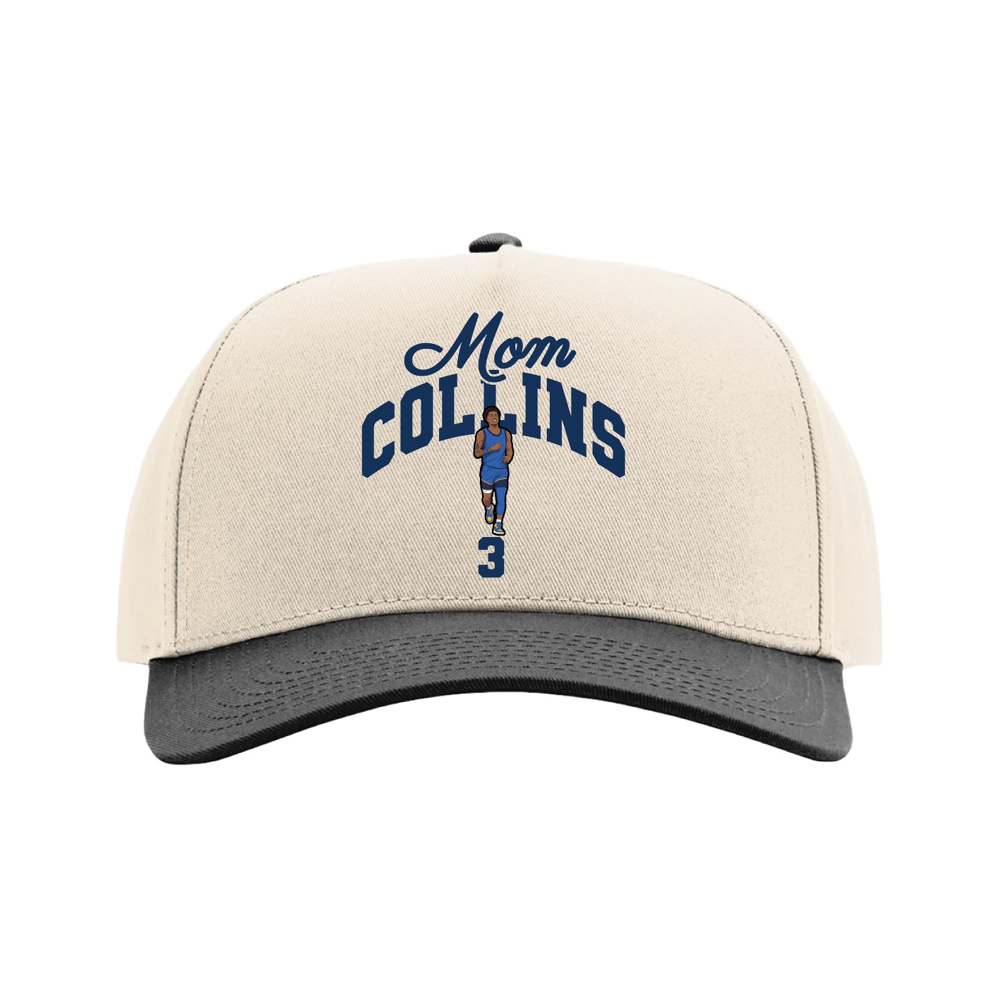 Full Fabric Five-Panel Champ Cap — Mothers Day Arch in Cream/Black