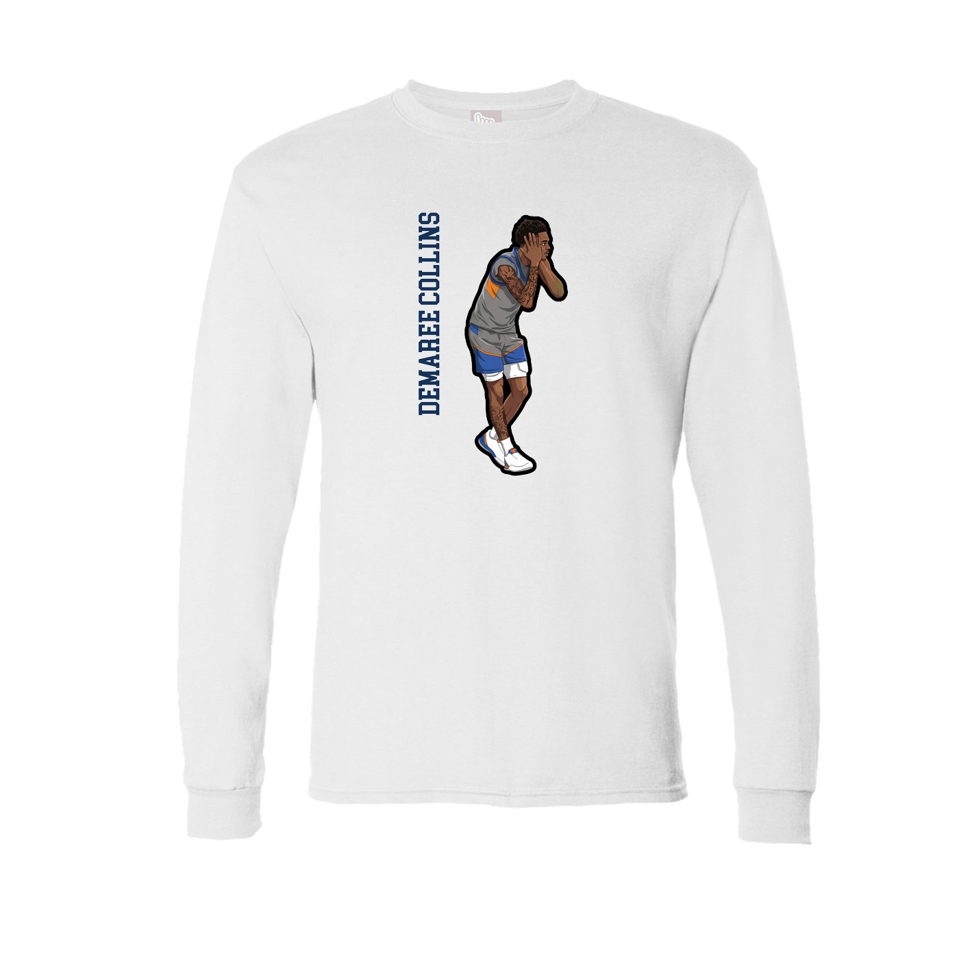 Long Sleeve Tee — Name Vertical in White