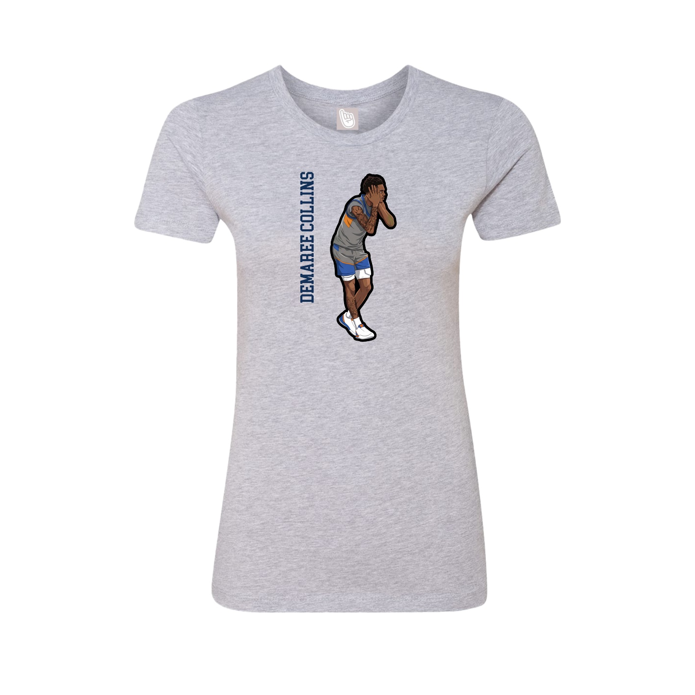 Fitted Women's Tee — Name Vertical in Grey