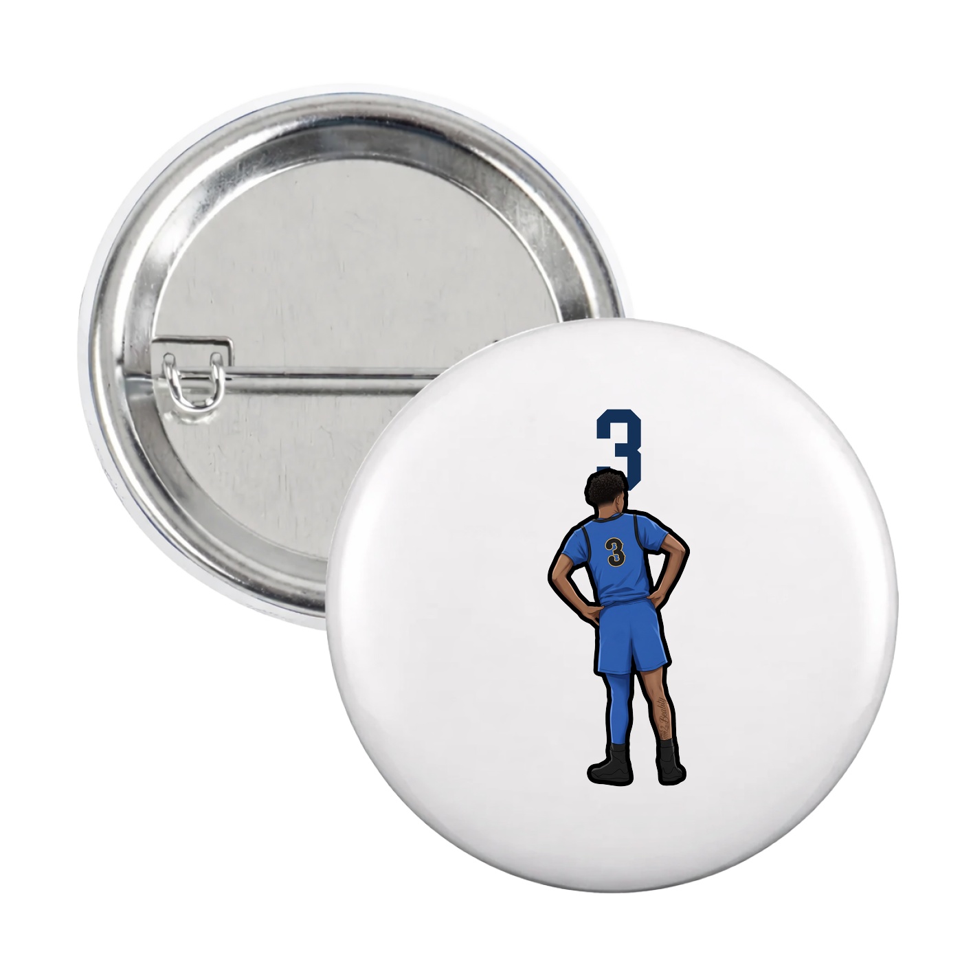 Game Day Button — Number Top in White