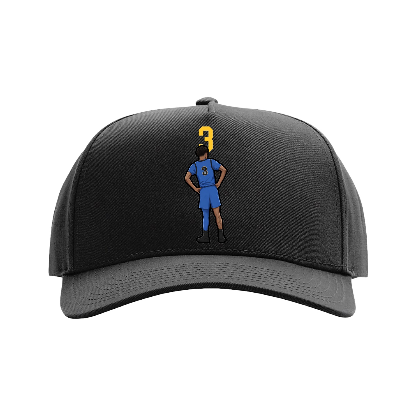Full Fabric Five-Panel Champ Cap — Number Top in Black