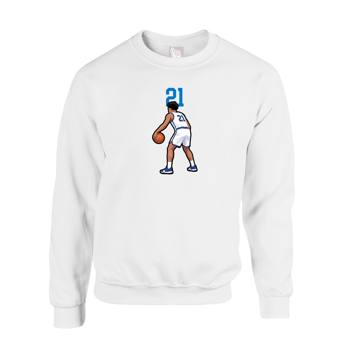 Fleece Crew — Number Top in White