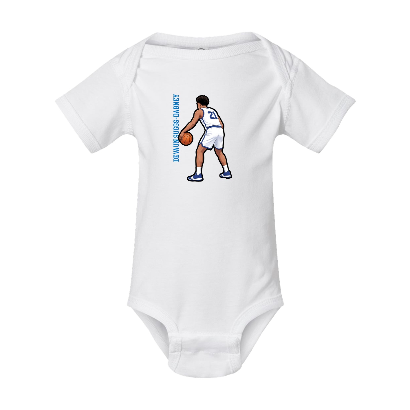 Baby Onesie — Name Vertical in White
