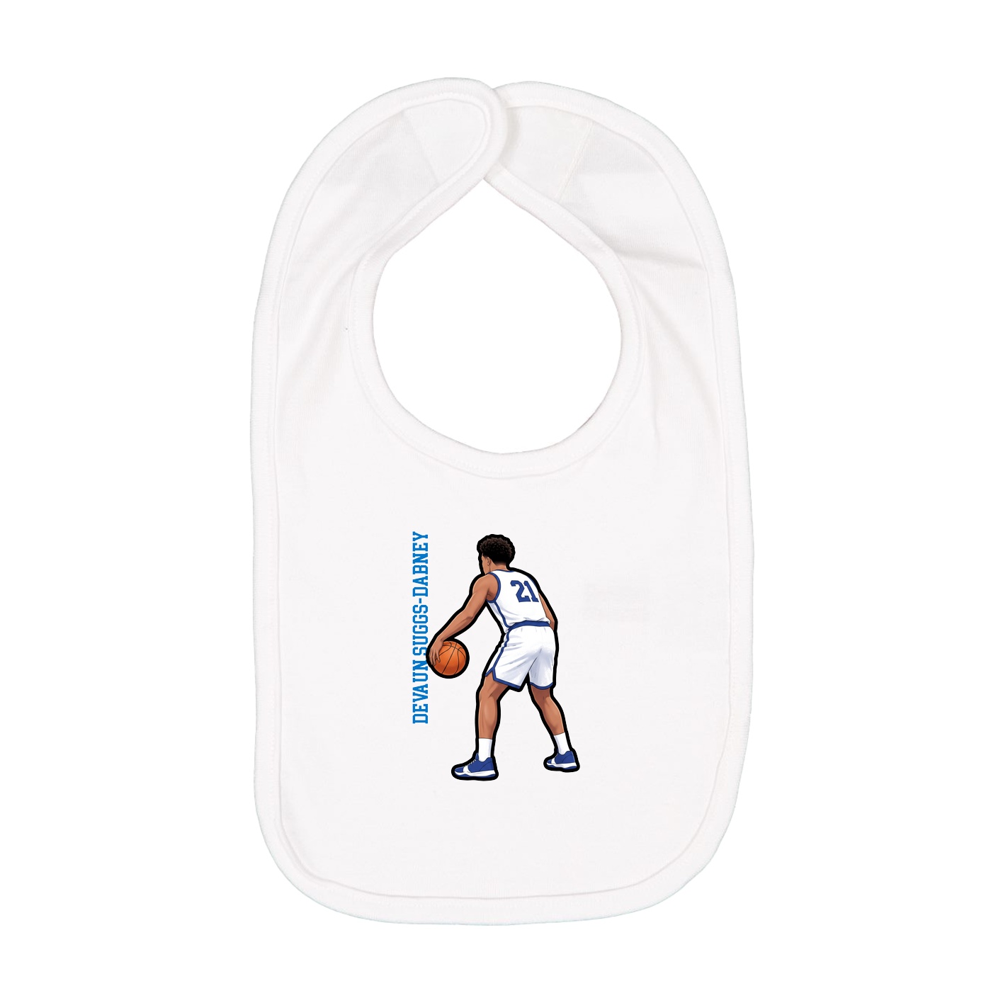 Infant Bib — Name Vertical in White