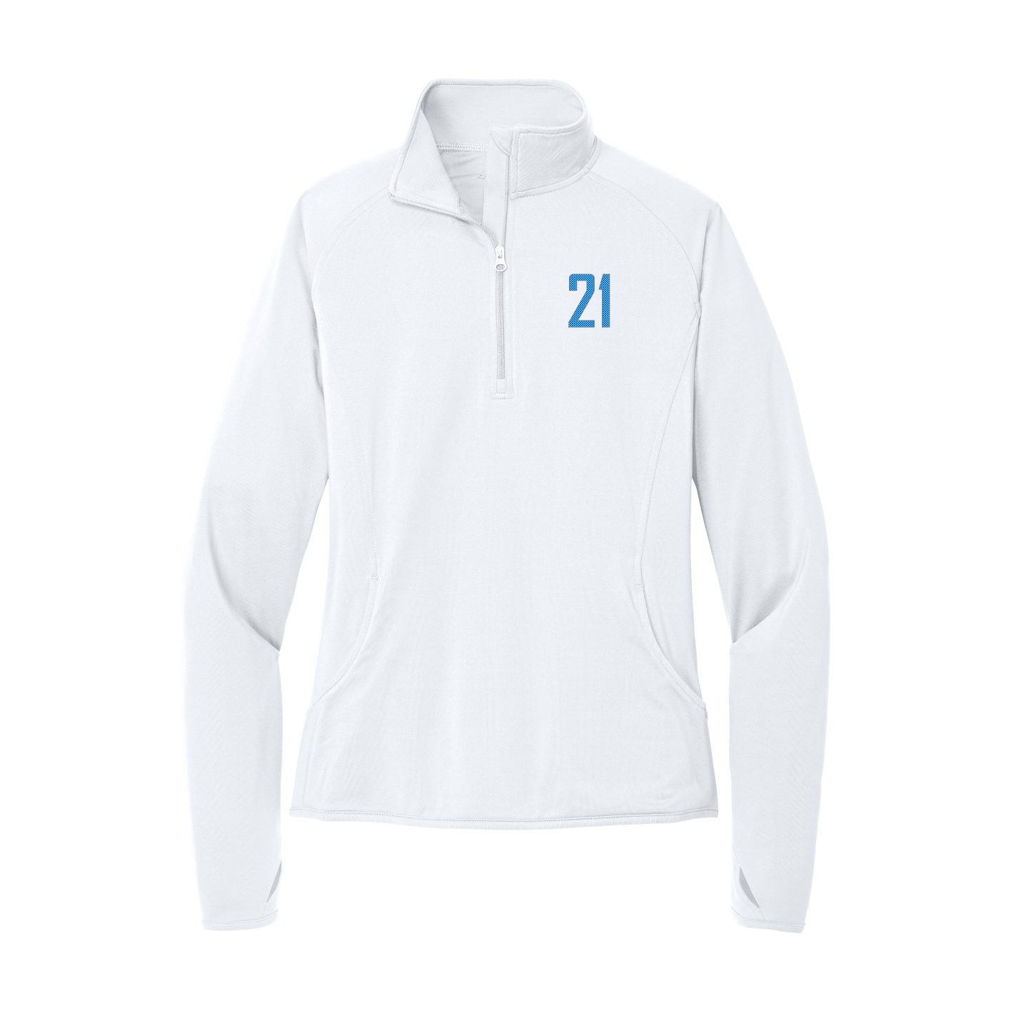 Women's Q-Zip Pullover — Front Shirsy in White