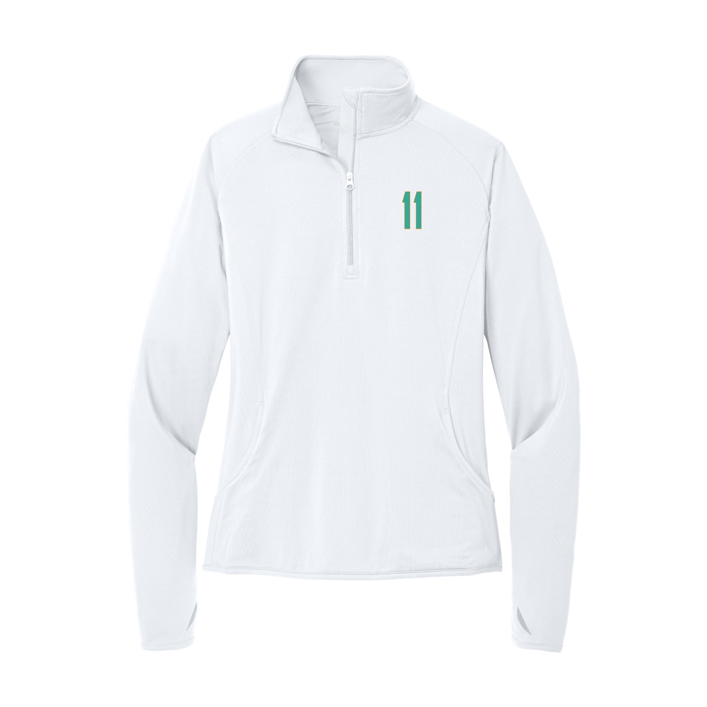 Women's Q-Zip Pullover — Front Shirsy in White