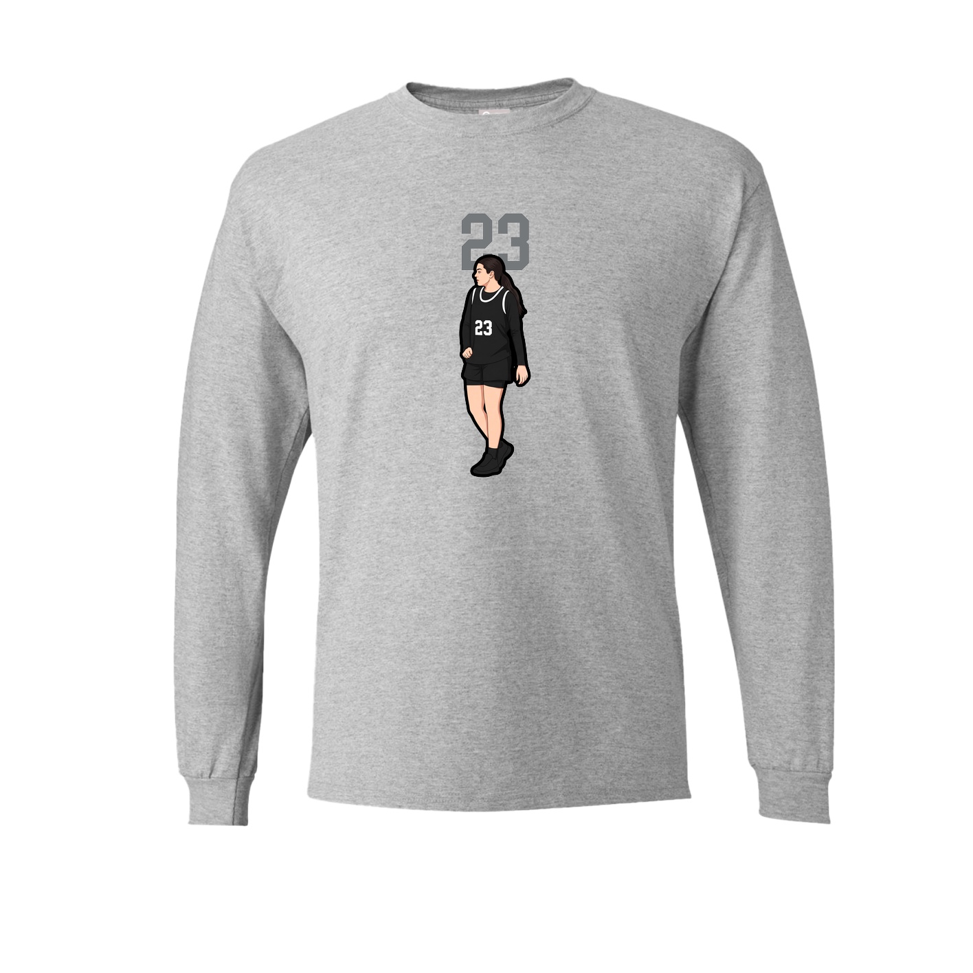 Long Sleeve Tee — Number Top in Grey