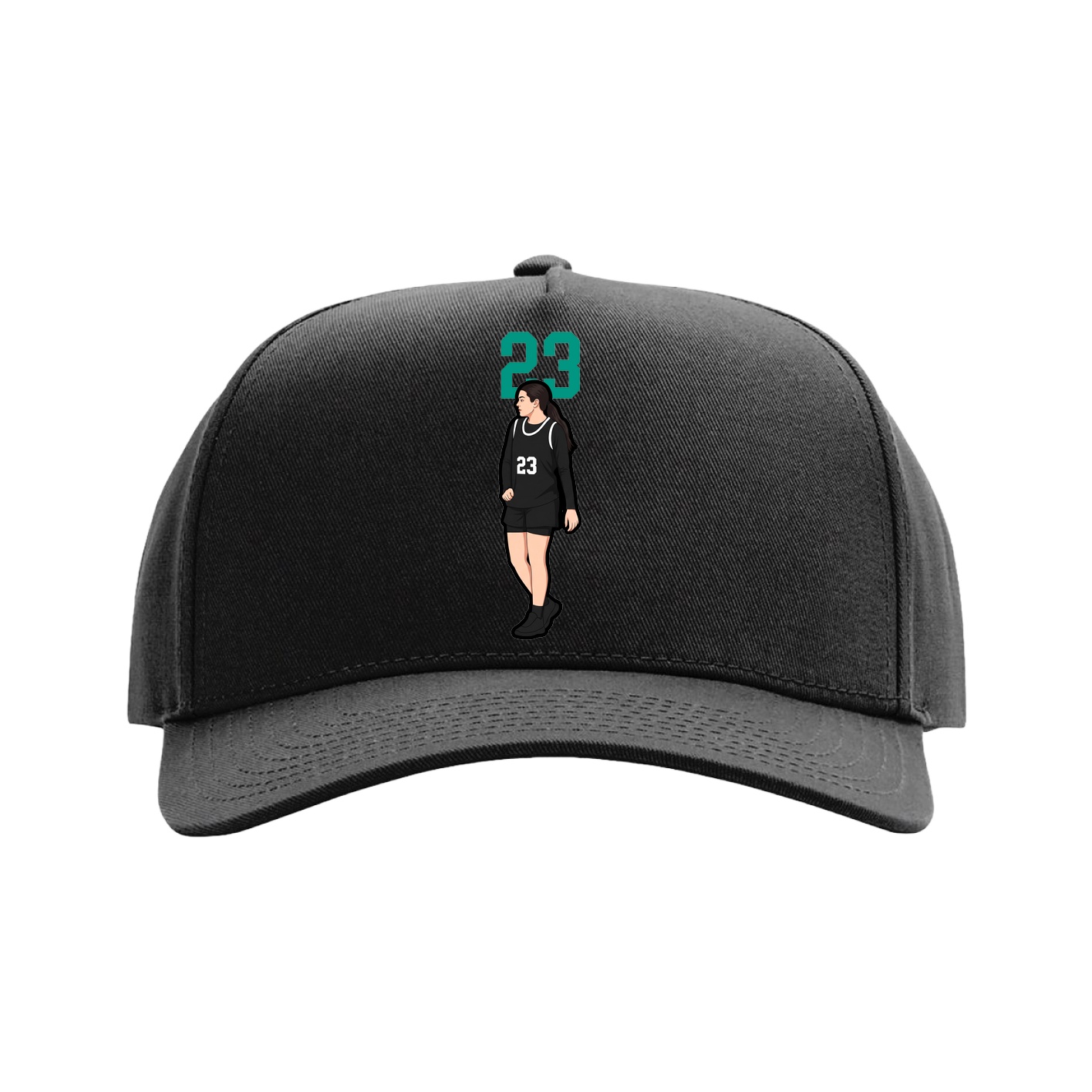 Full Fabric Five-Panel Champ Cap — Number Top in Black