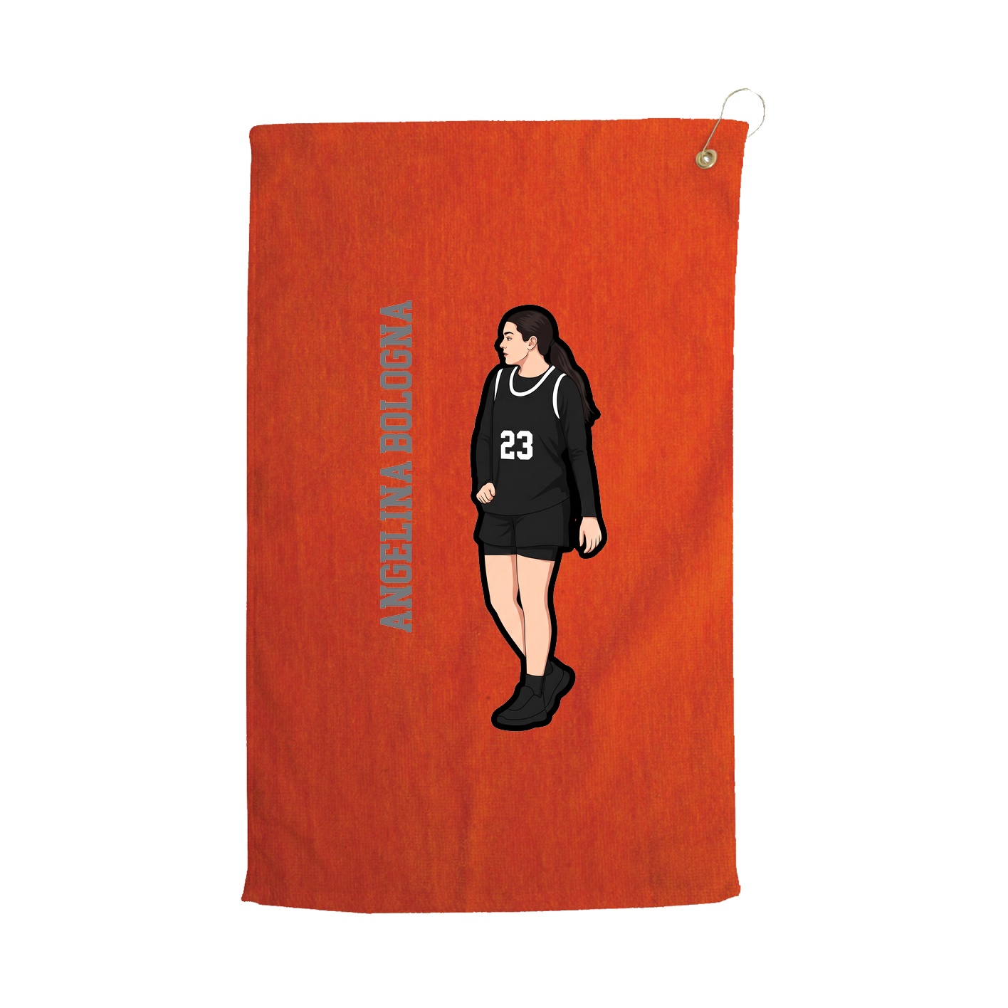 Golf Towel — Name Vertical in Orange