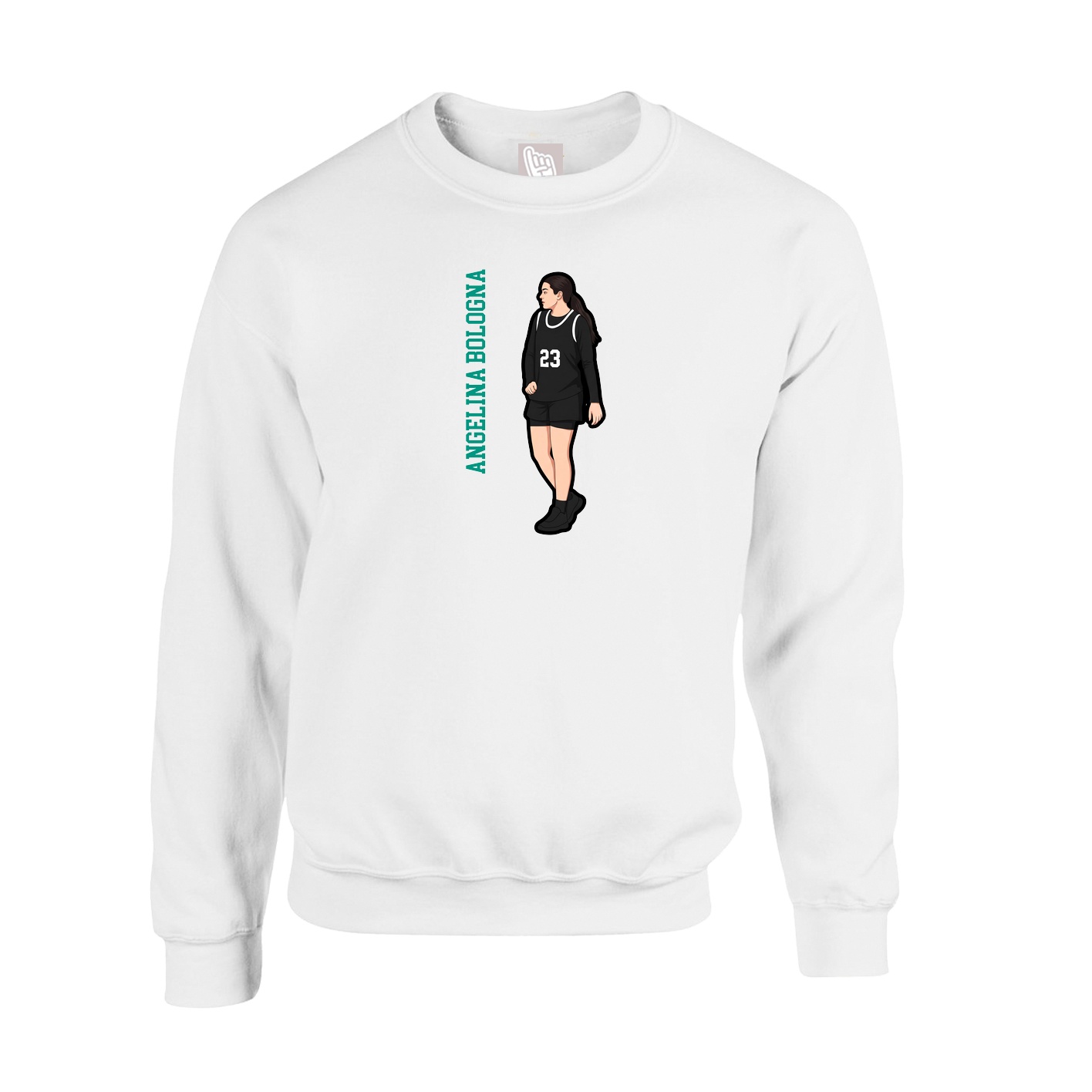 Fleece Crew — Name Vertical in White