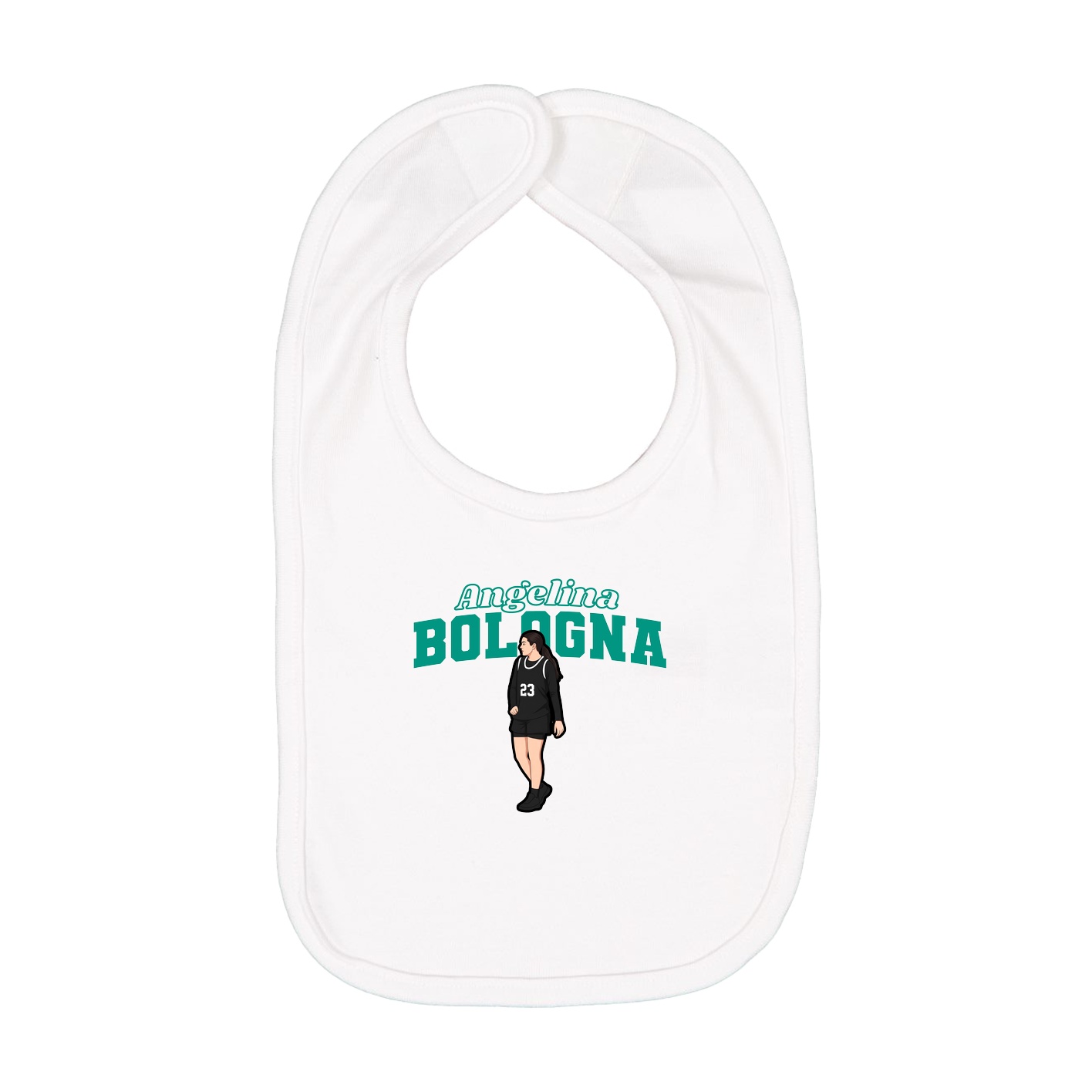 Infant Bib — Name Arch in White