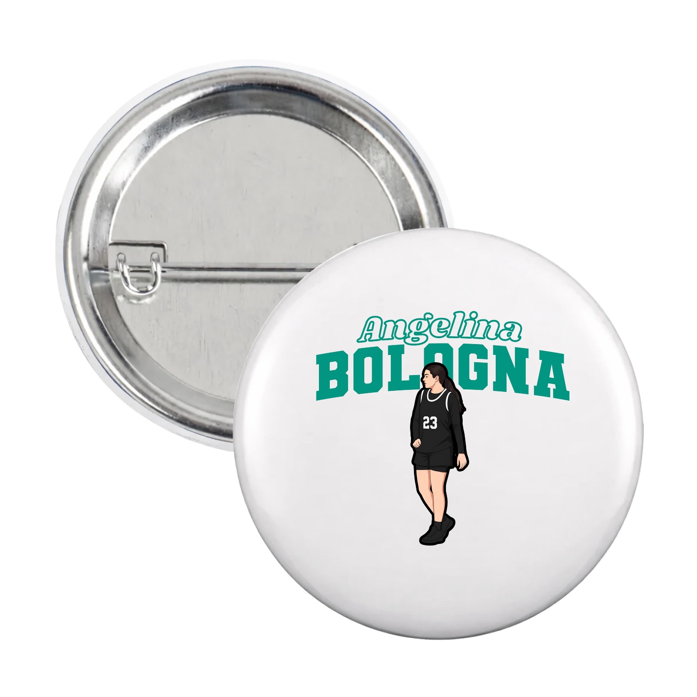 Game Day Button — Name Arch in White