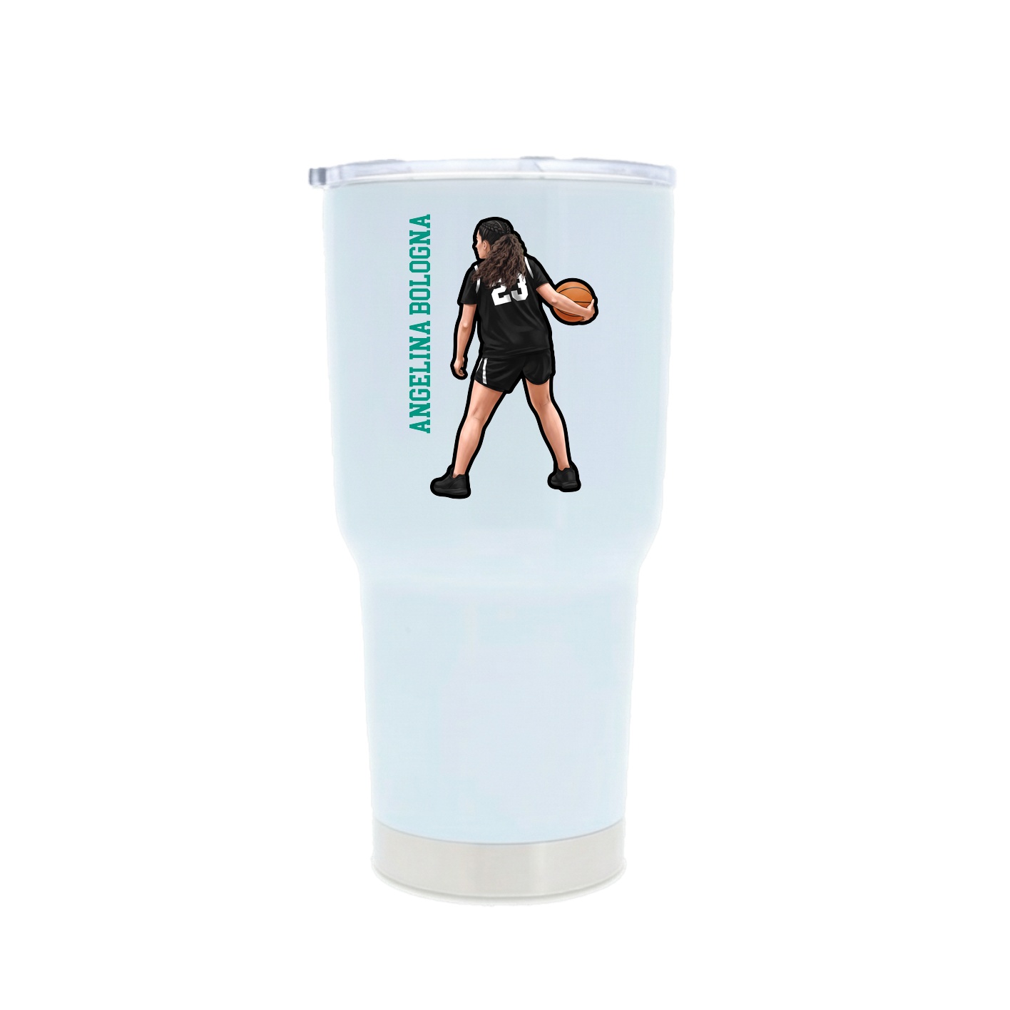 30oz Stainless Steel Tumbler — Name Vertical in White