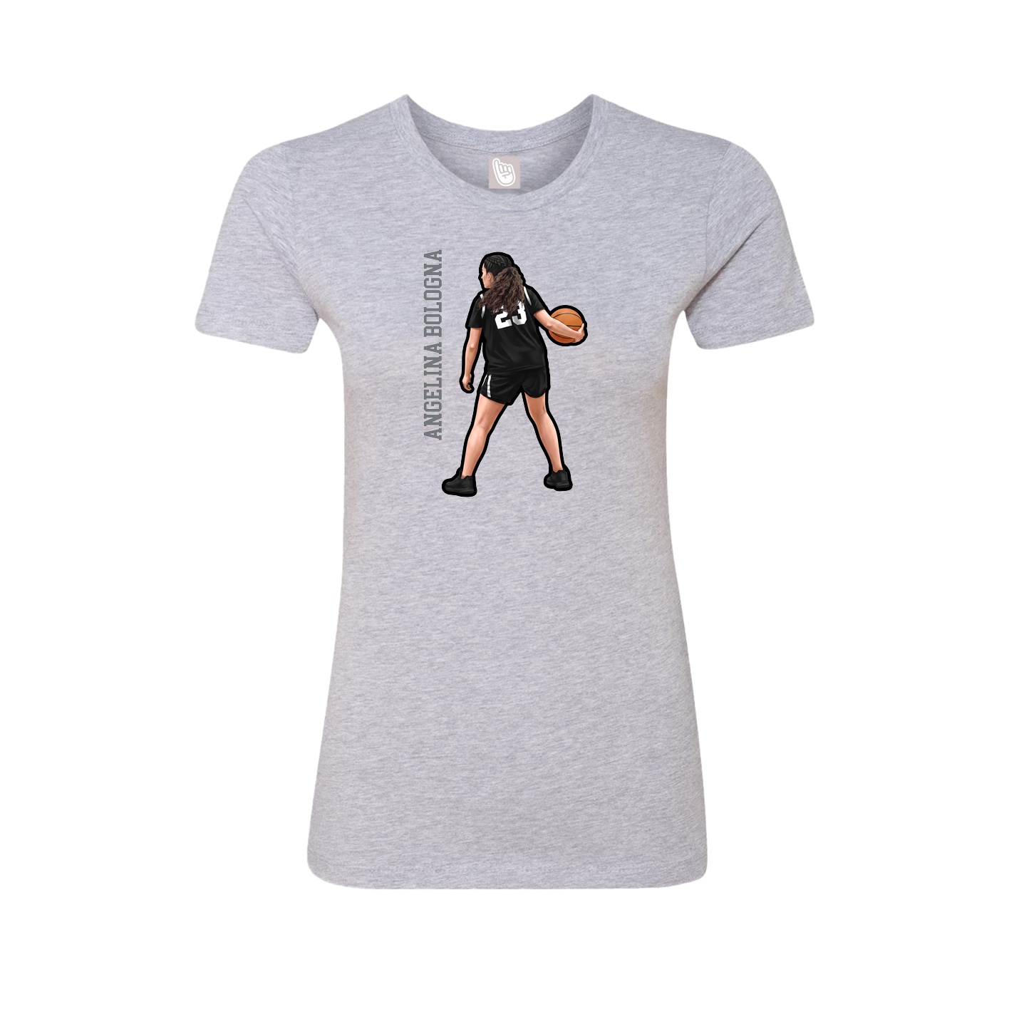 Fitted Women's Tee — Name Vertical in Grey