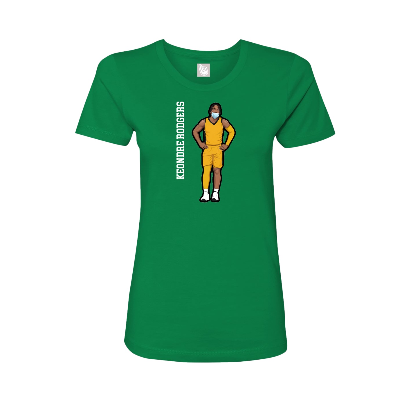 Fitted Women's Tee — Name Vertical in Green