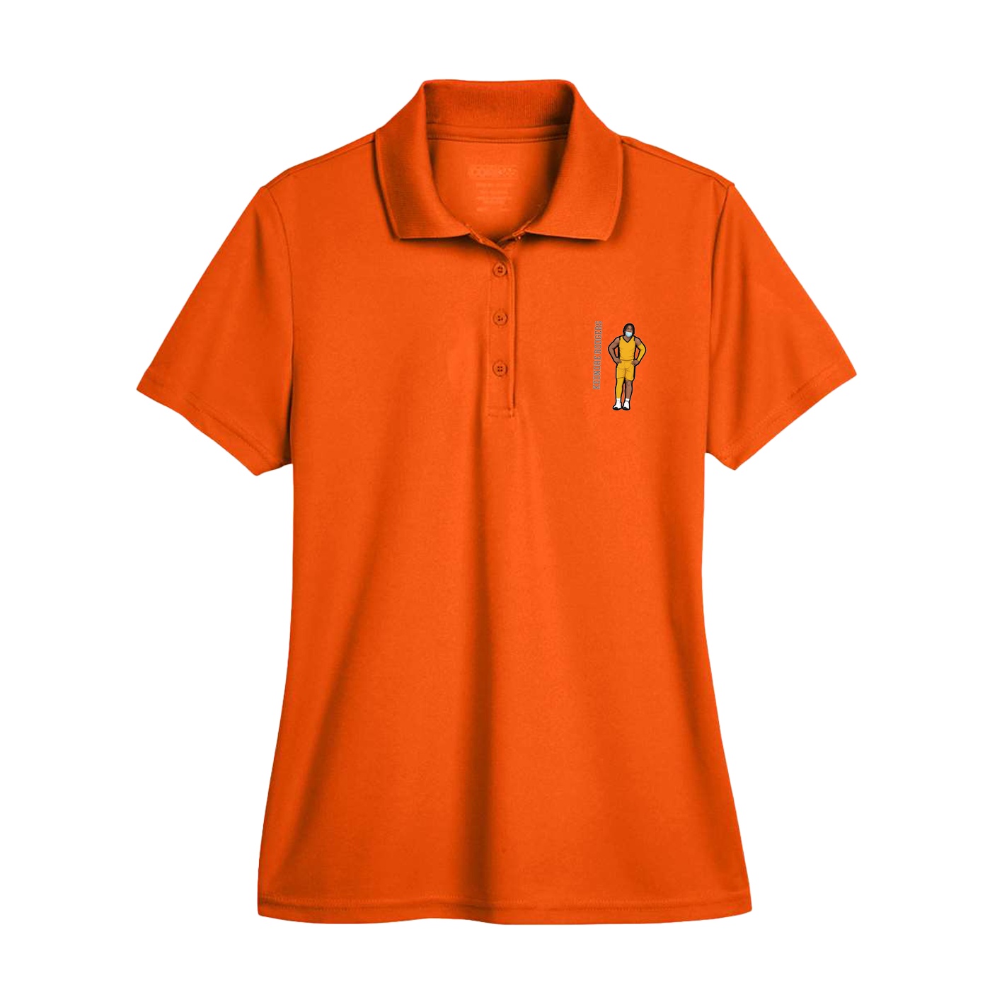 Womens Performance Polo — Name Vertical in Orange