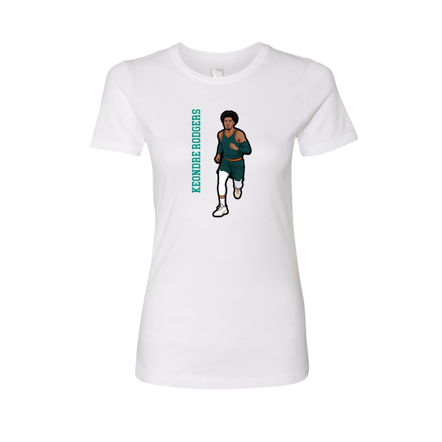Fitted Women's Tee — Name Vertical in White